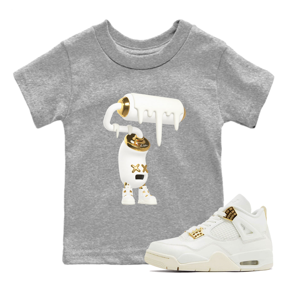 3D Paint Roller snkmatch Tees Kids - Air Jordan 4 Sail 2024