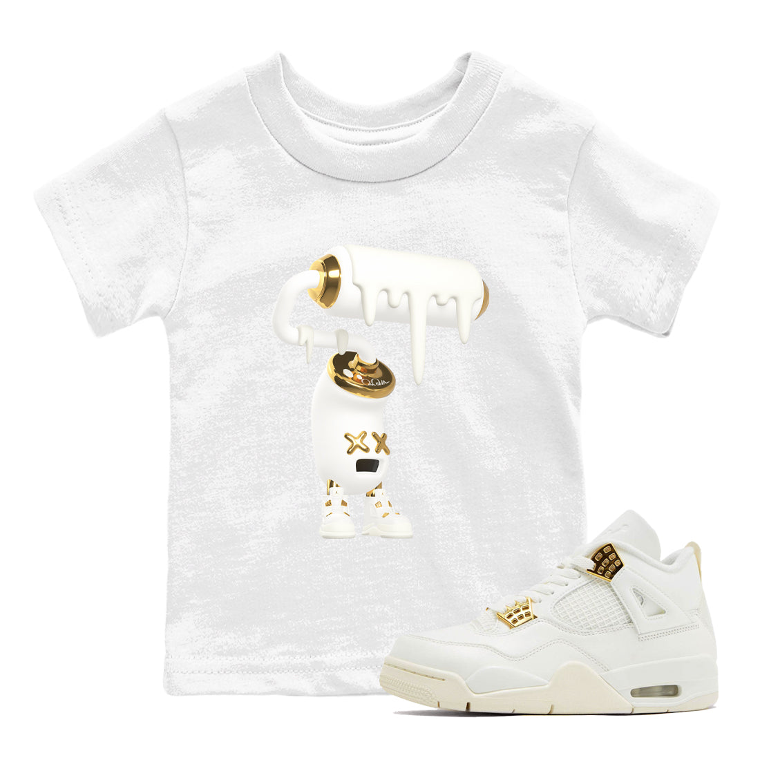 3D Paint Roller snkmatch Tees Kids - Air Jordan 4 Sail 2024