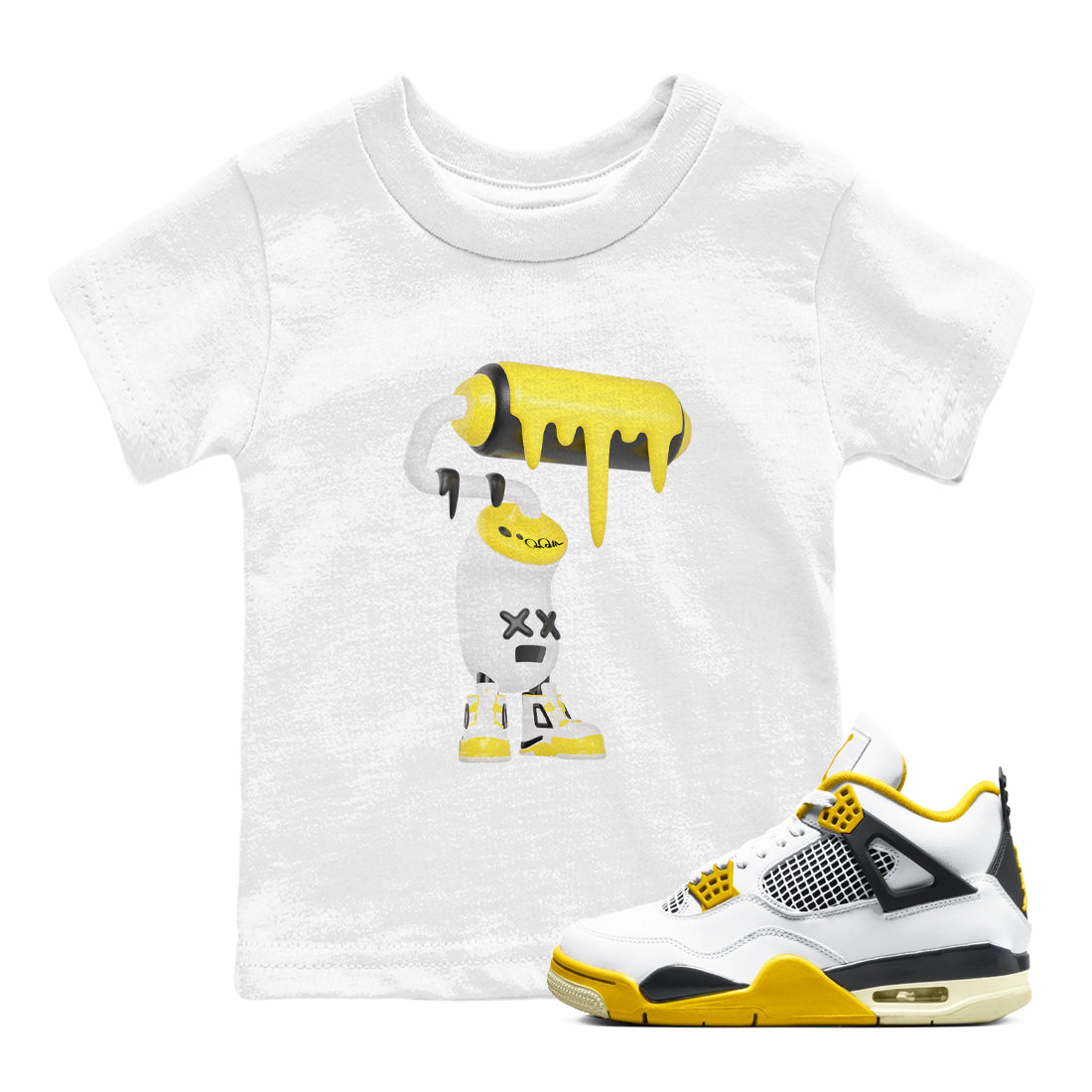 3D Paint Roller snkmatch Tees Kids - Air Jordan 4 Vivid Sulfur