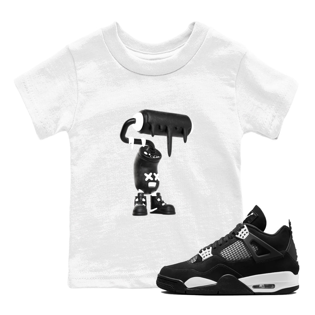 3D Paint Roller snkmatch Tees Kids - Air Jordan 4 White Thunder