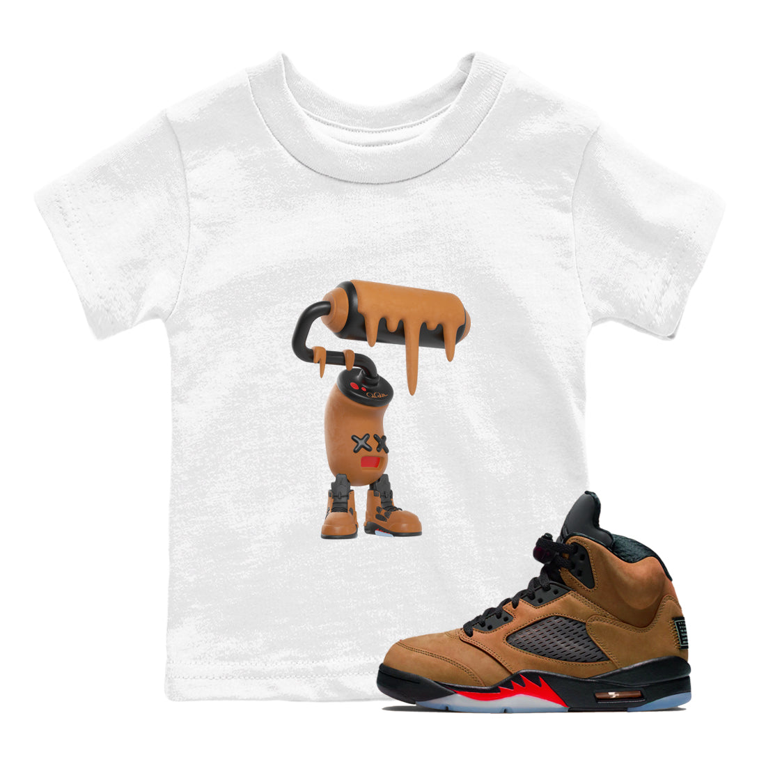 3D Paint Roller snkmatch Tees Kids - Air Jordan 5 Archaeo Brown