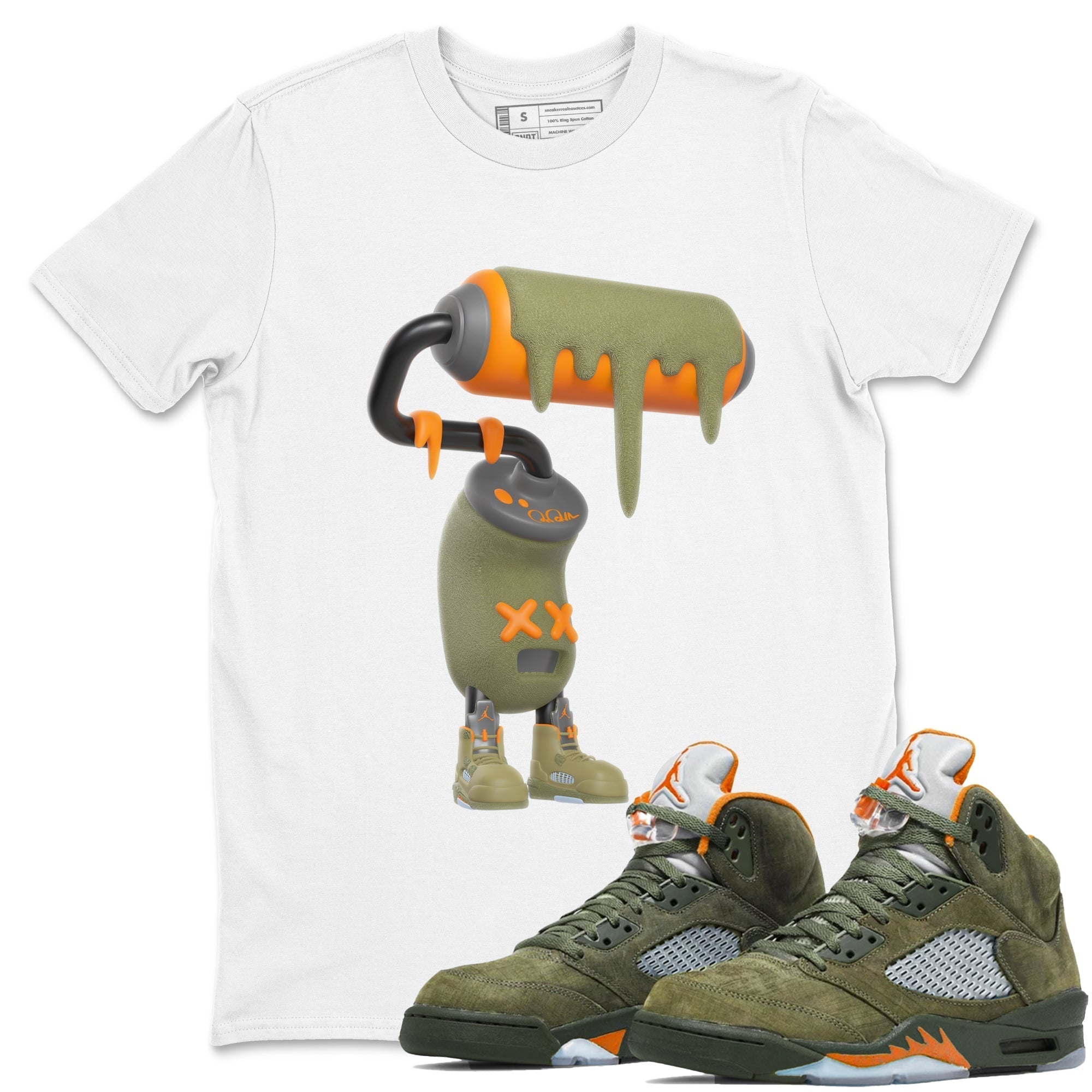 3D Paint Roller snkmatch Tees - Air Jordan 5 Olive