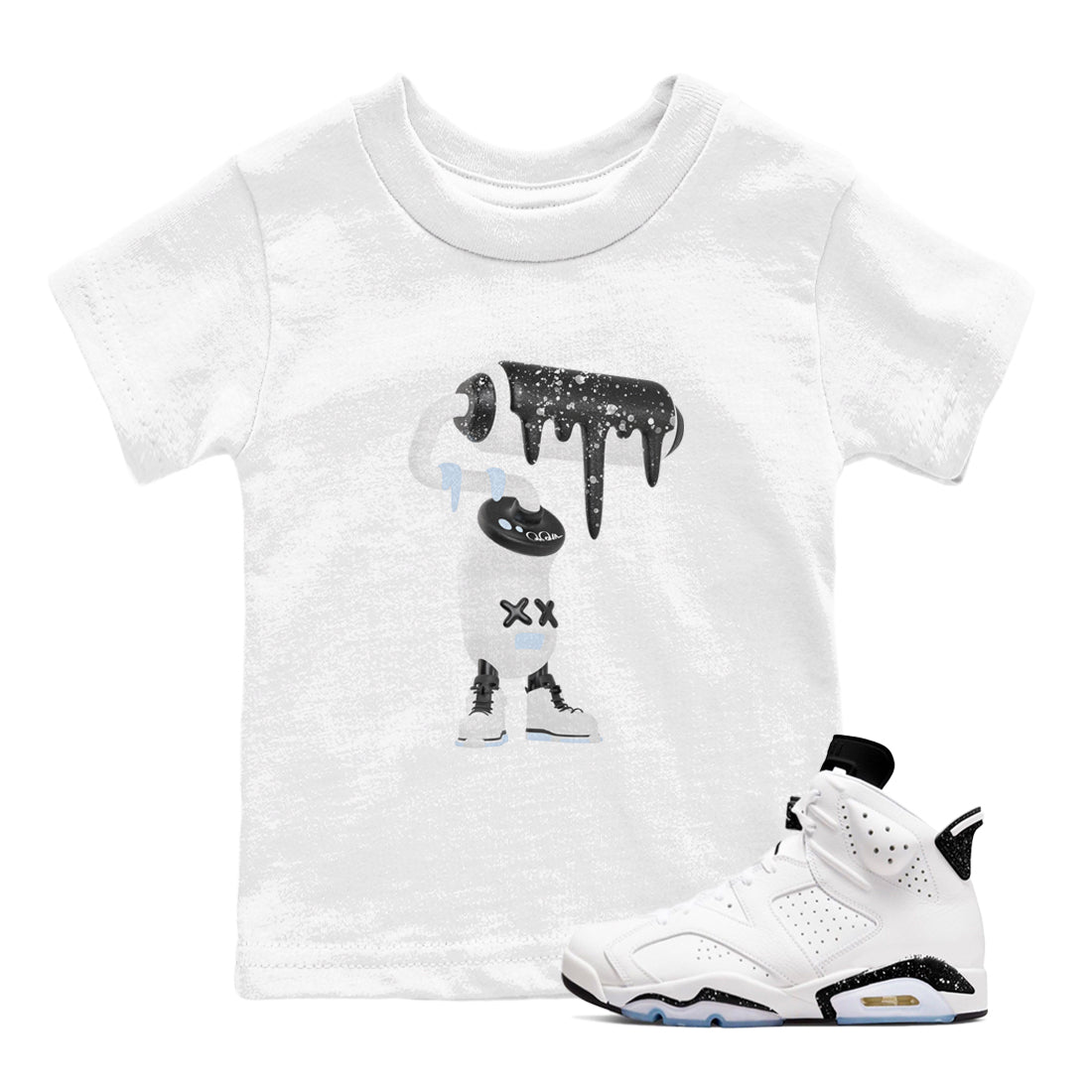3D Paint Roller snkmatch Tees Kids - Air Jordan 6 White Black