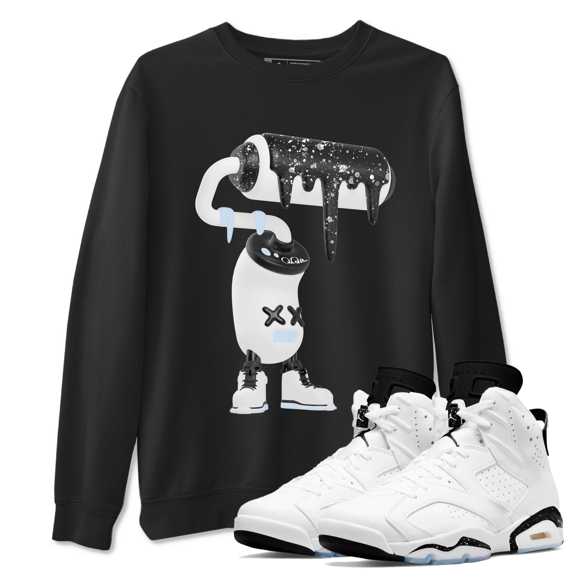 3D Paint Roller snkmatch Tees - Air Jordan 6 White Black