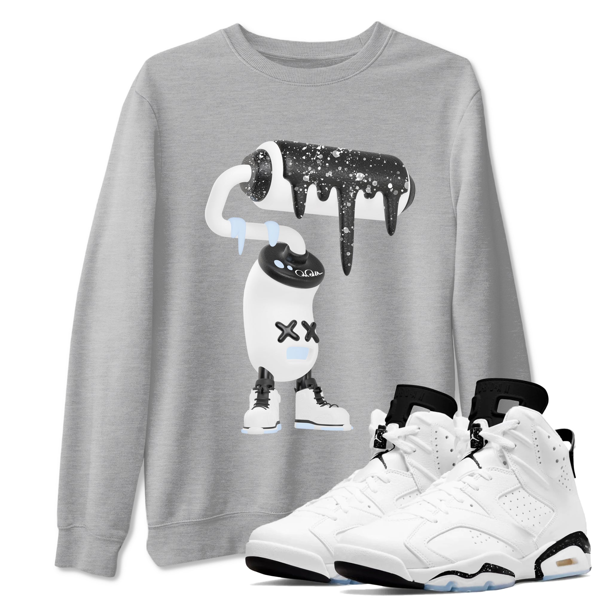 3D Paint Roller snkmatch Tees - Air Jordan 6 White Black