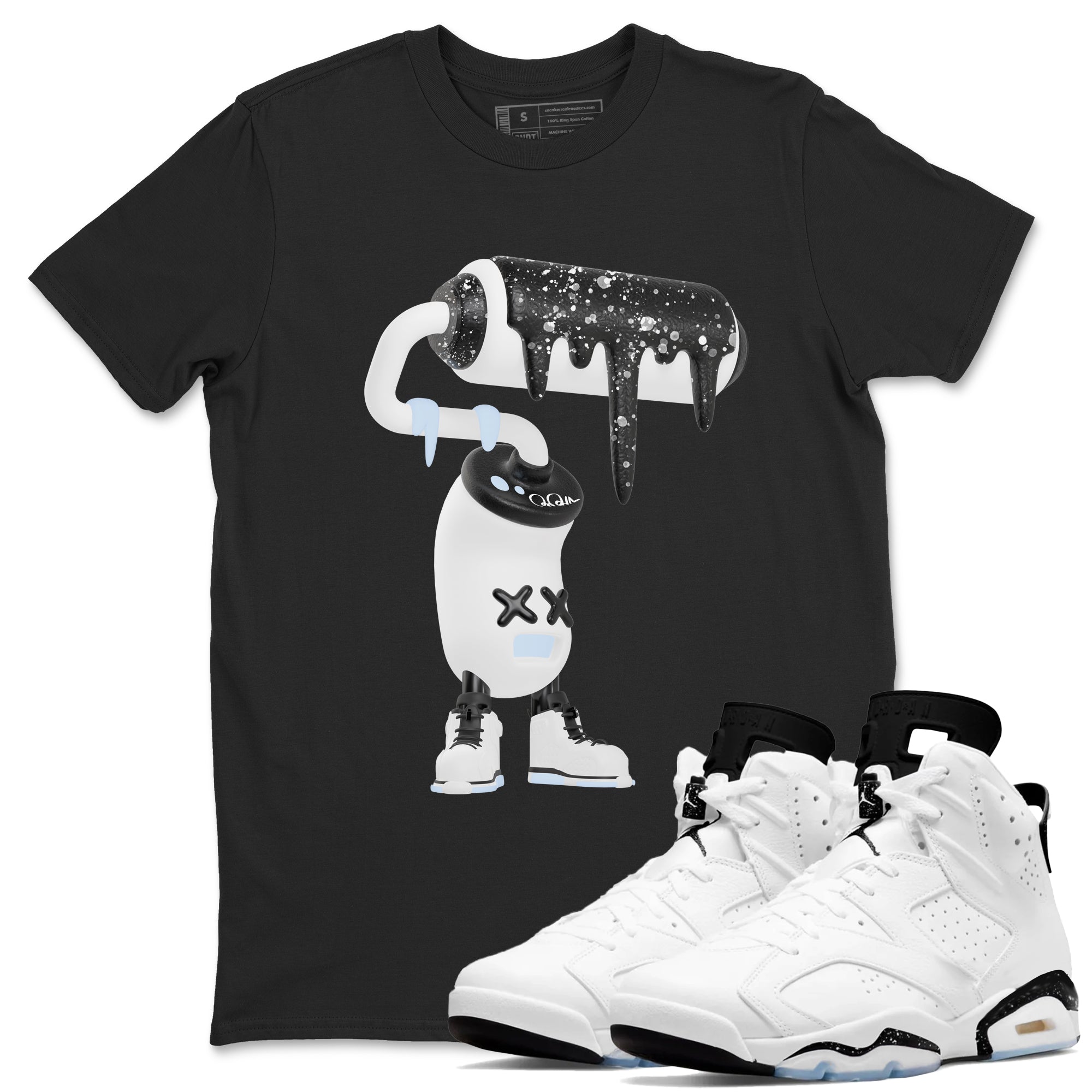 3D Paint Roller snkmatch Tees - Air Jordan 6 White Black