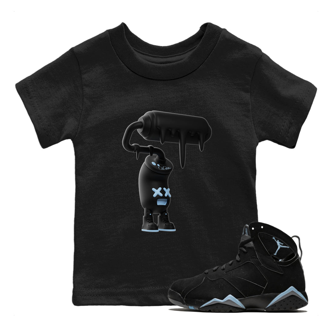 3D Paint Roller Kids Tops - Air Jordan 7 Chambray
