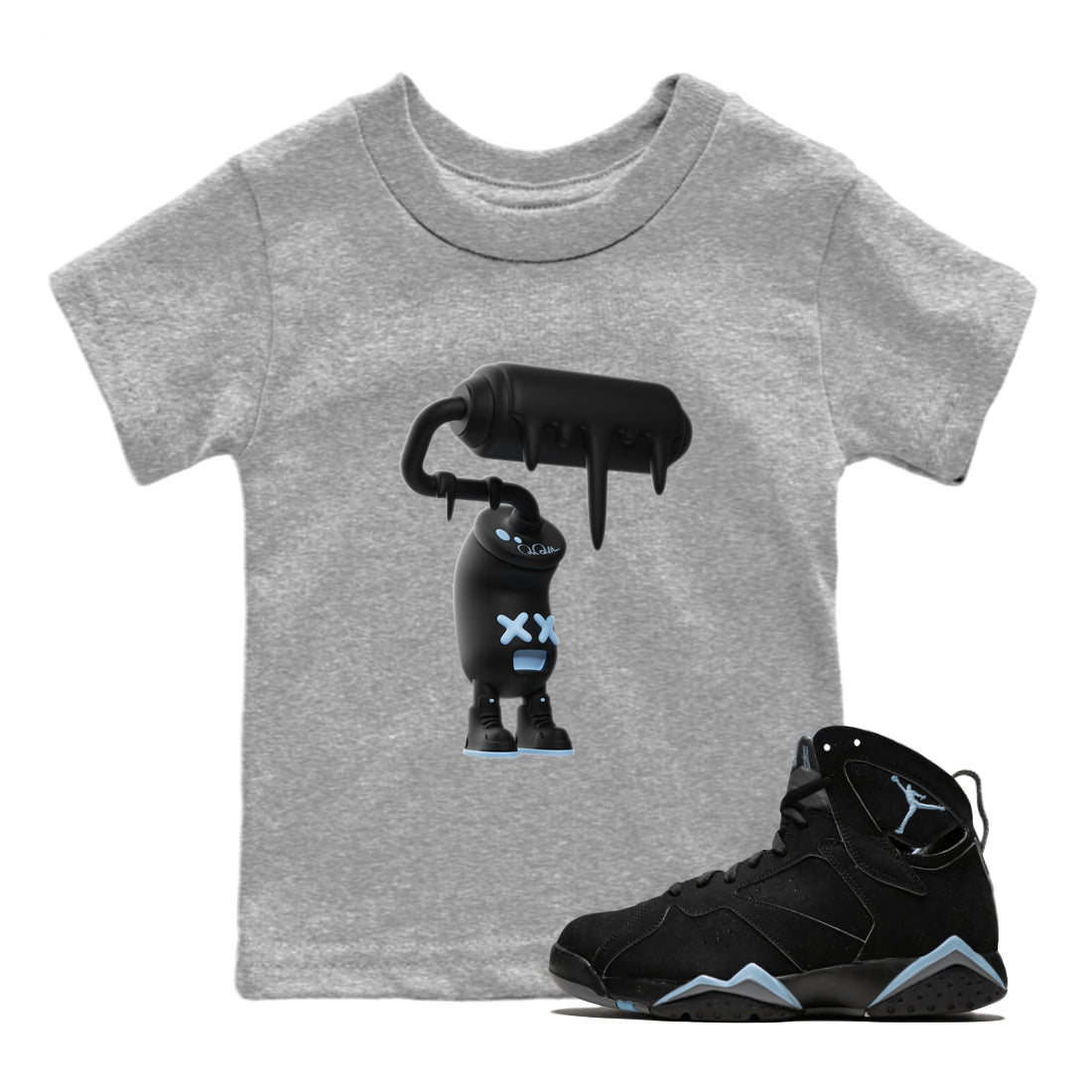 3D Paint Roller Kids Tops - Air Jordan 7 Chambray
