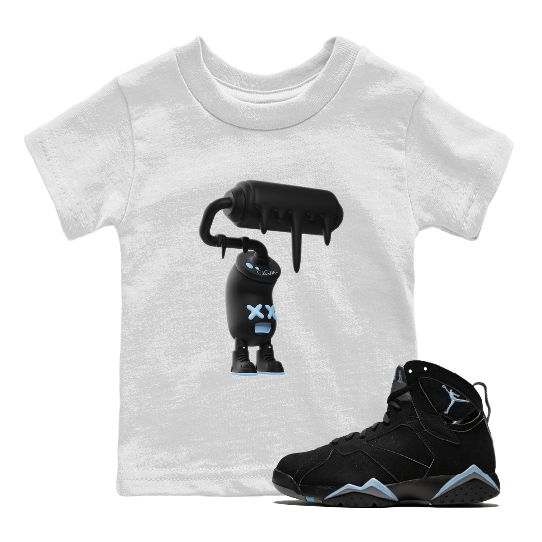 3D Paint Roller Kids Tops - Air Jordan 7 Chambray