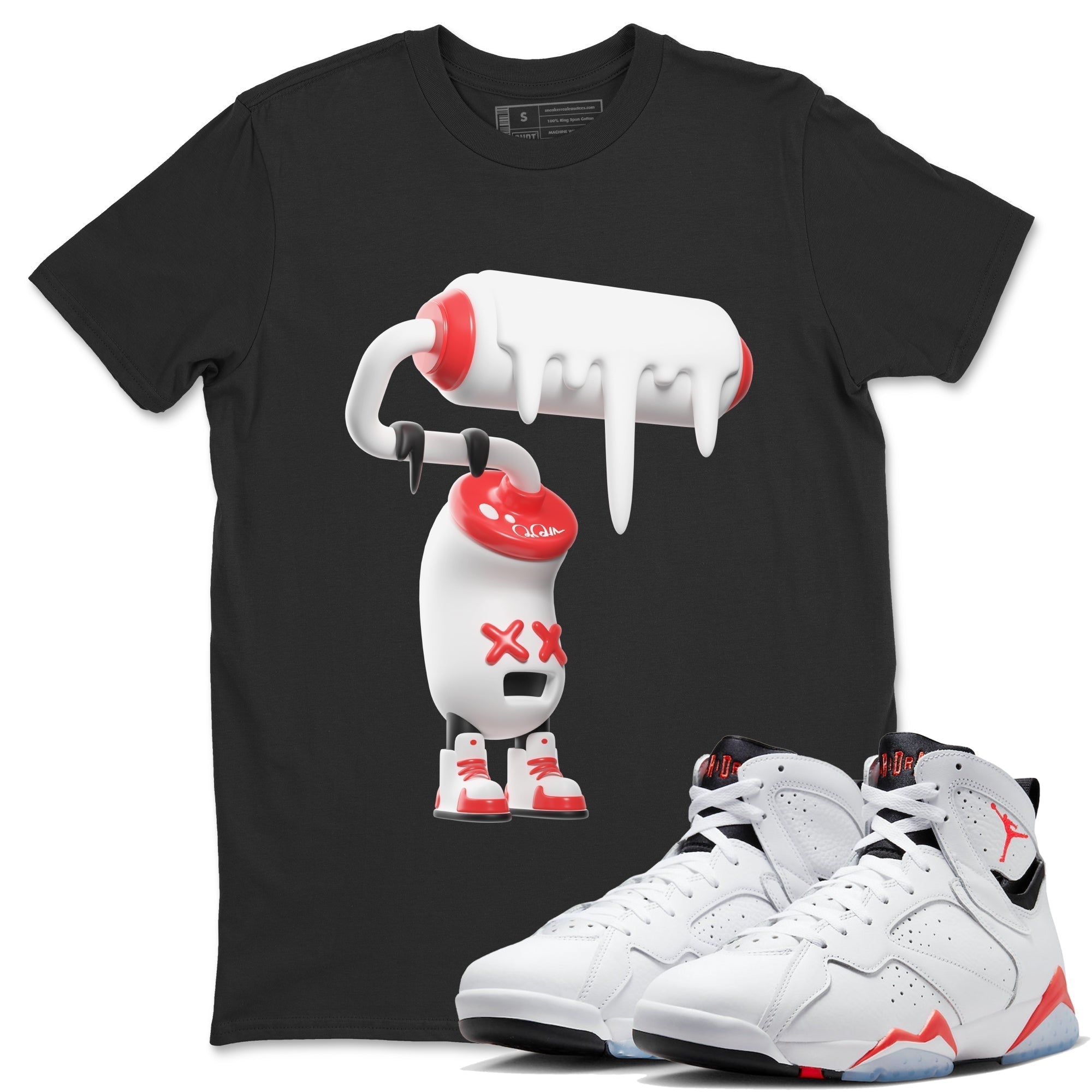 3D Paint Roller Unisex Tops - Air Jordan 7 White Infrared
