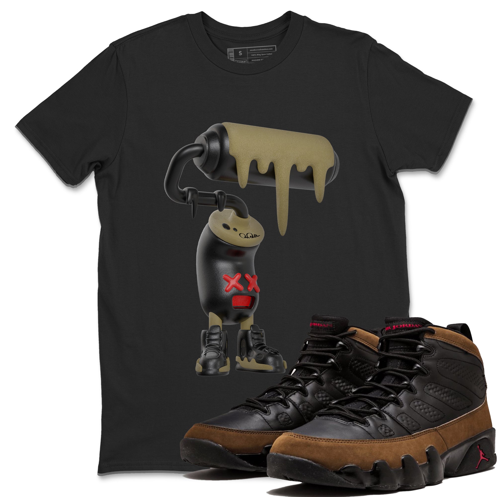 3D Paint Roller snkmatch Tees - Air Jordan 9 Olive