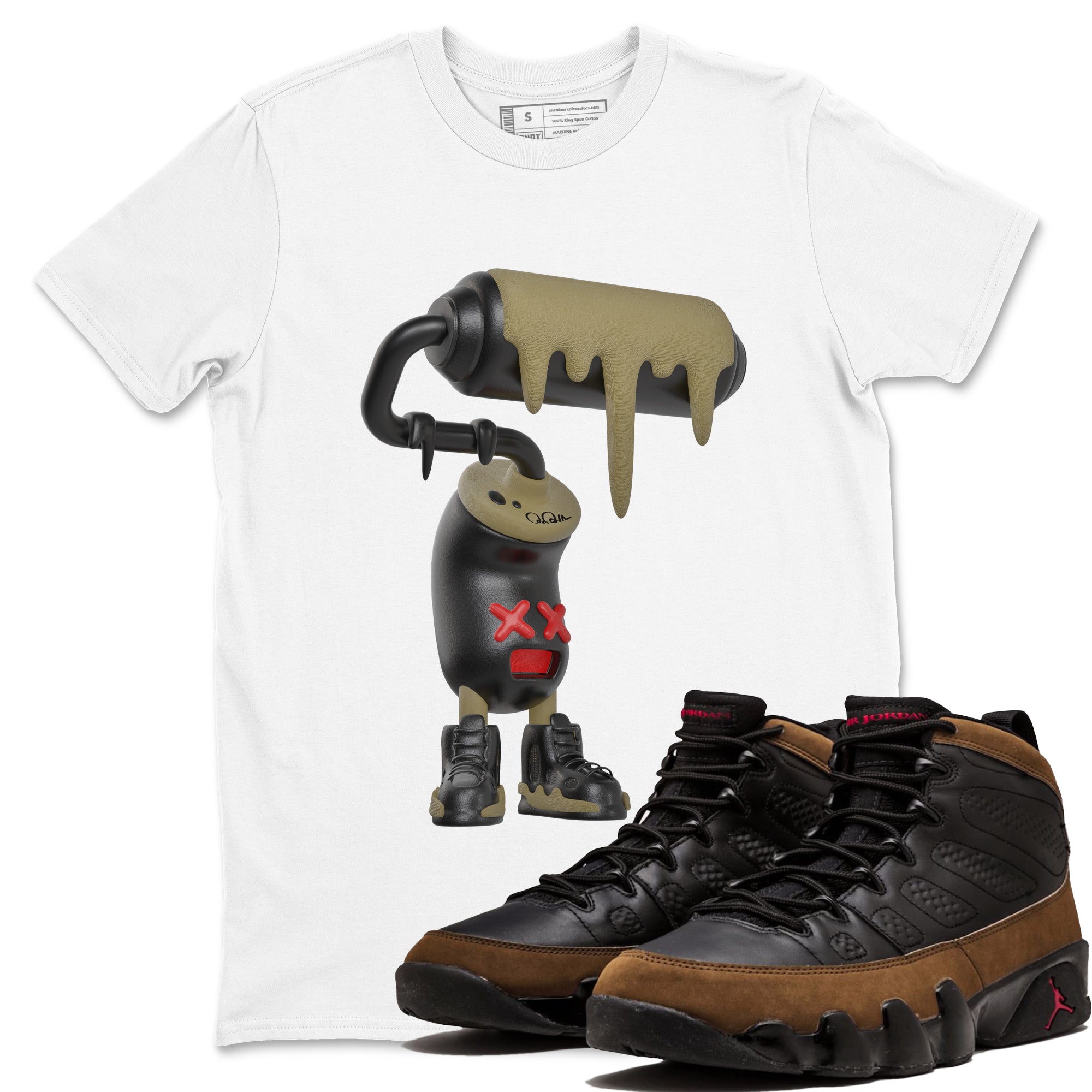 3D Paint Roller snkmatch Tees - Air Jordan 9 Olive