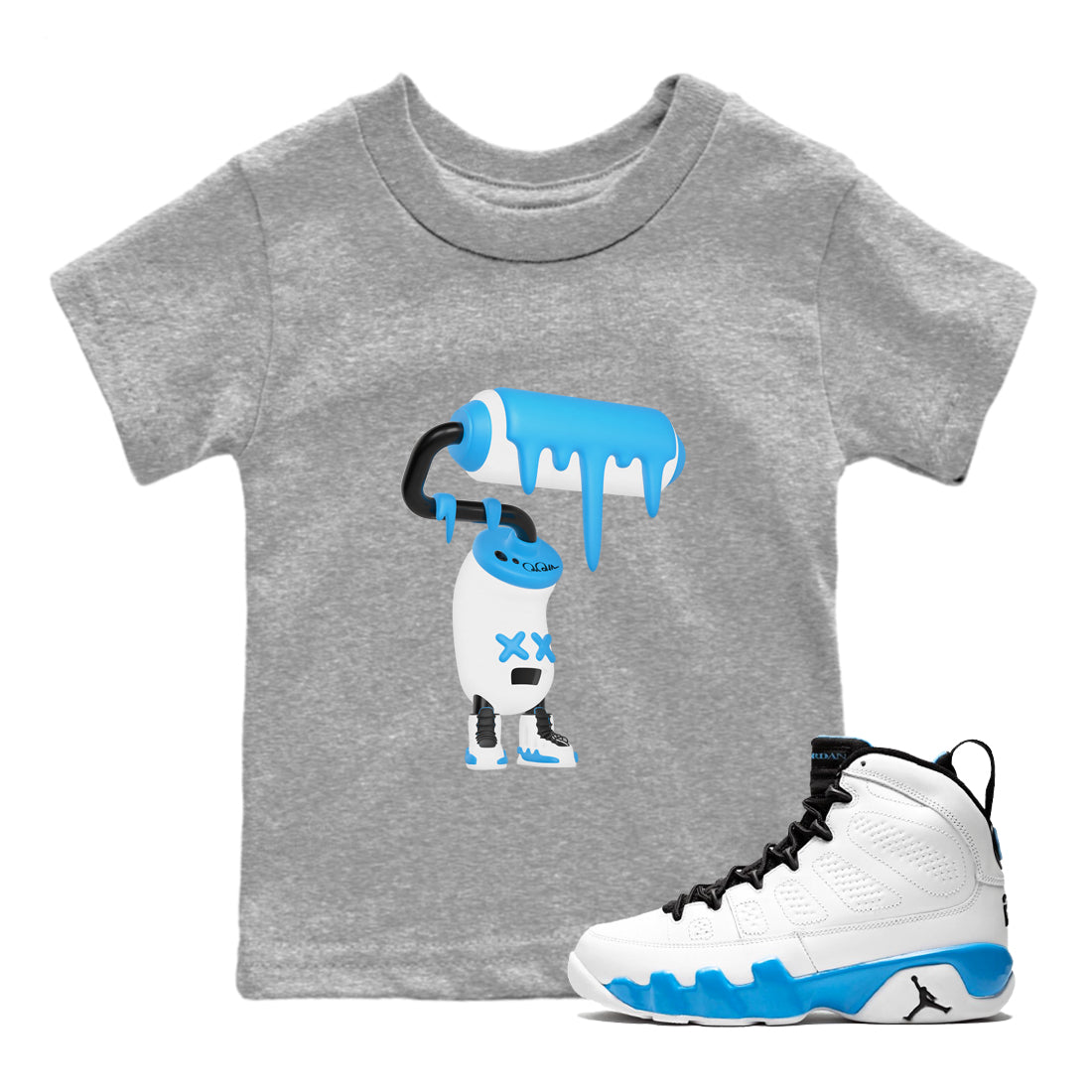 3D Paint Roller snkmatch Tees Kids - Air Jordan 9 Powder Blue