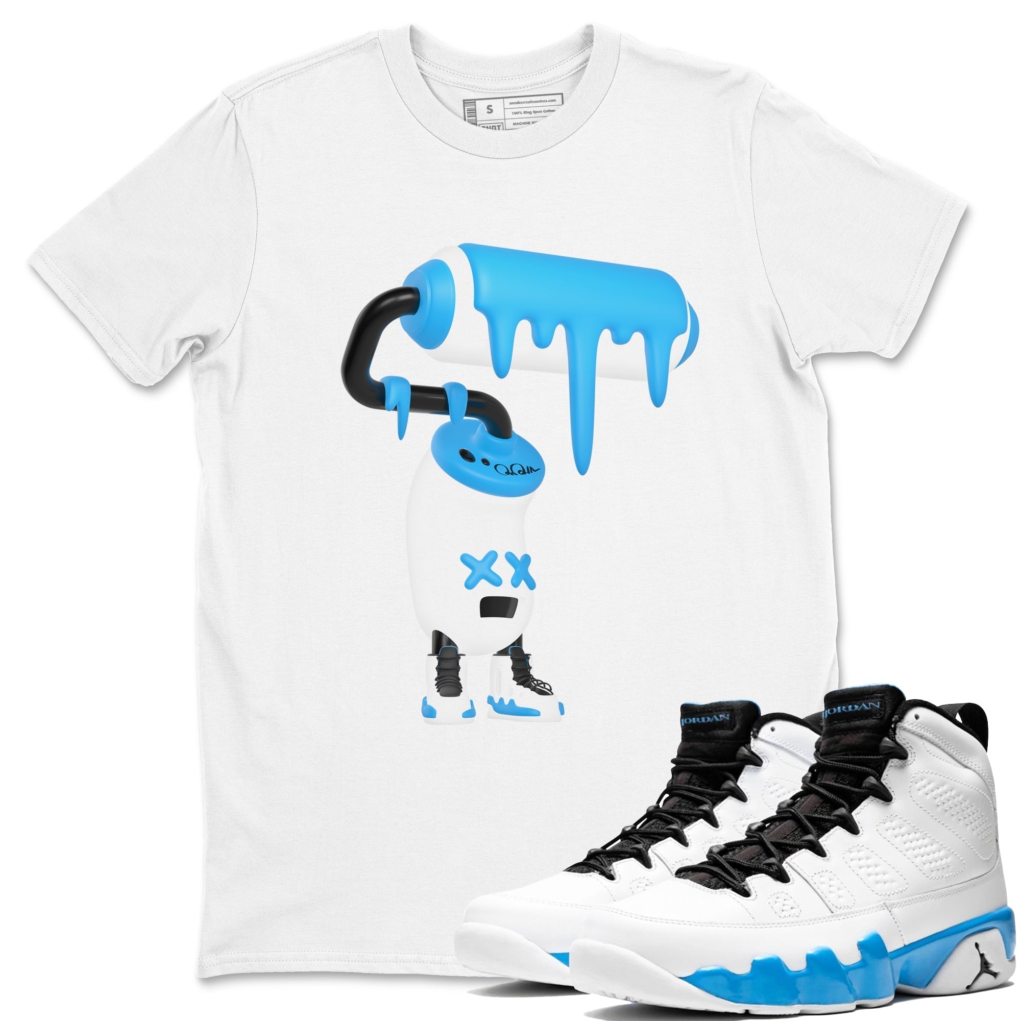 3D Paint Roller snkmatch Tees - Air Jordan 9 Powder Blue