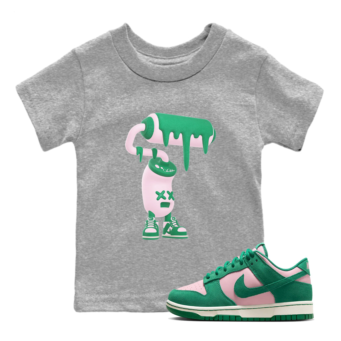 3D Paint Roller snkmatch Tees Kids - Dunk Medium Soft Pink Malachite