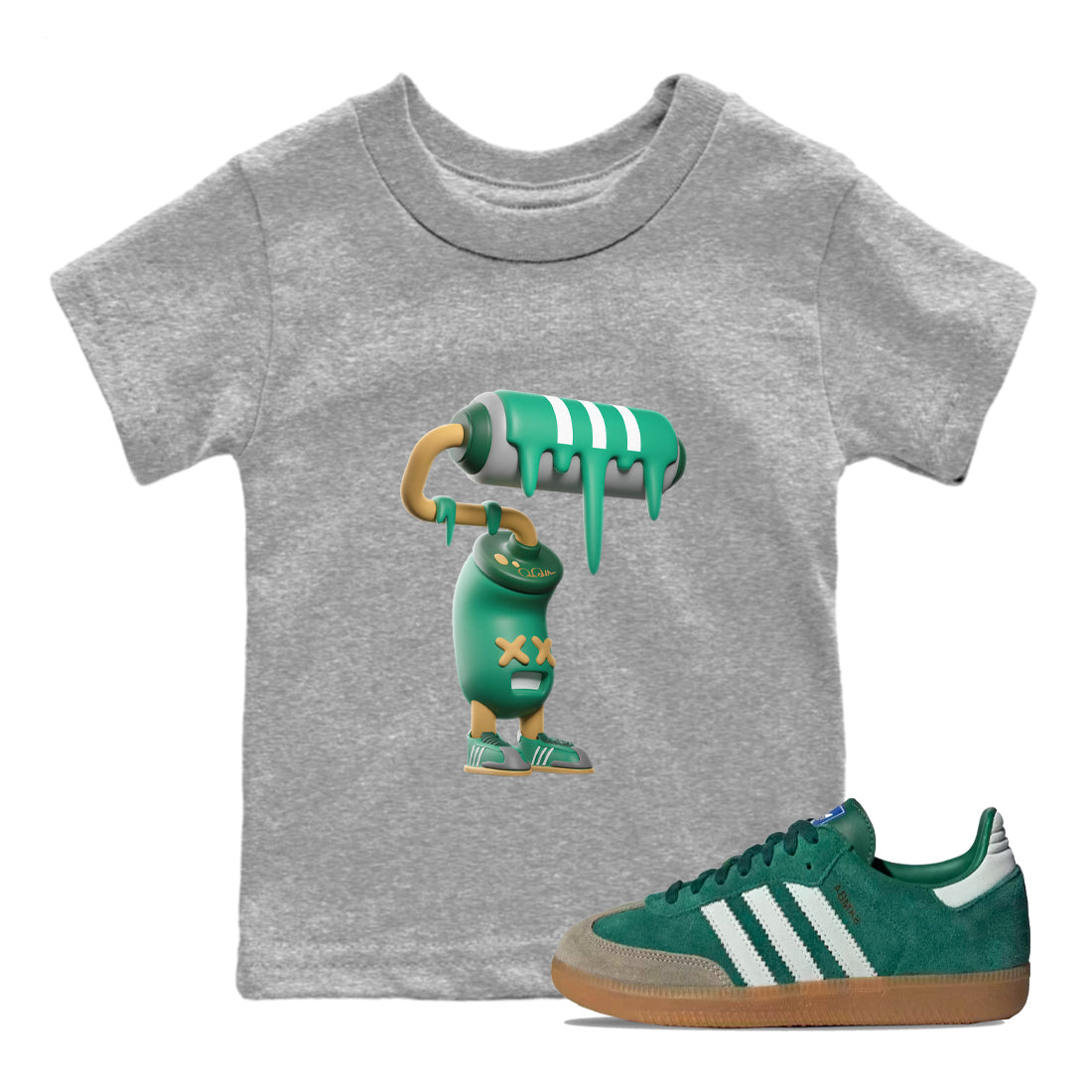 3D Paint Roller snkmatch Tee Kids - Samba Collegiate Green Gum