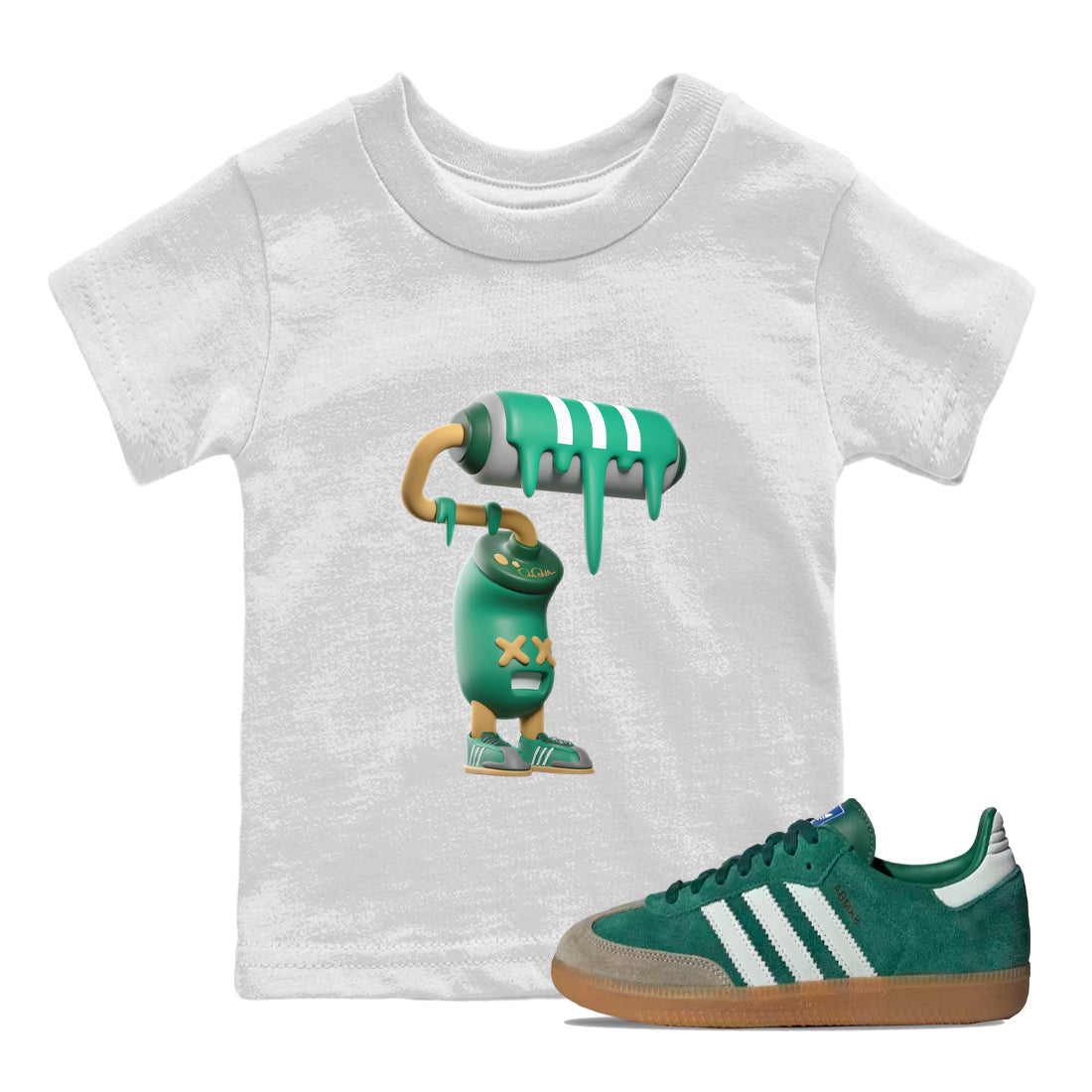 3D Paint Roller snkmatch Tee Kids - Samba Collegiate Green Gum