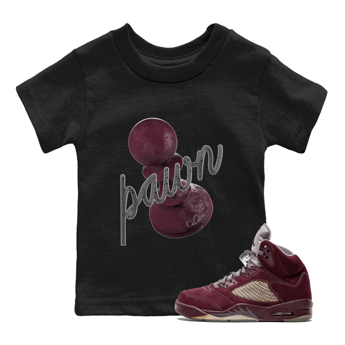 3D Pawn Kids Tops - Air Jordan 5 Burgundy