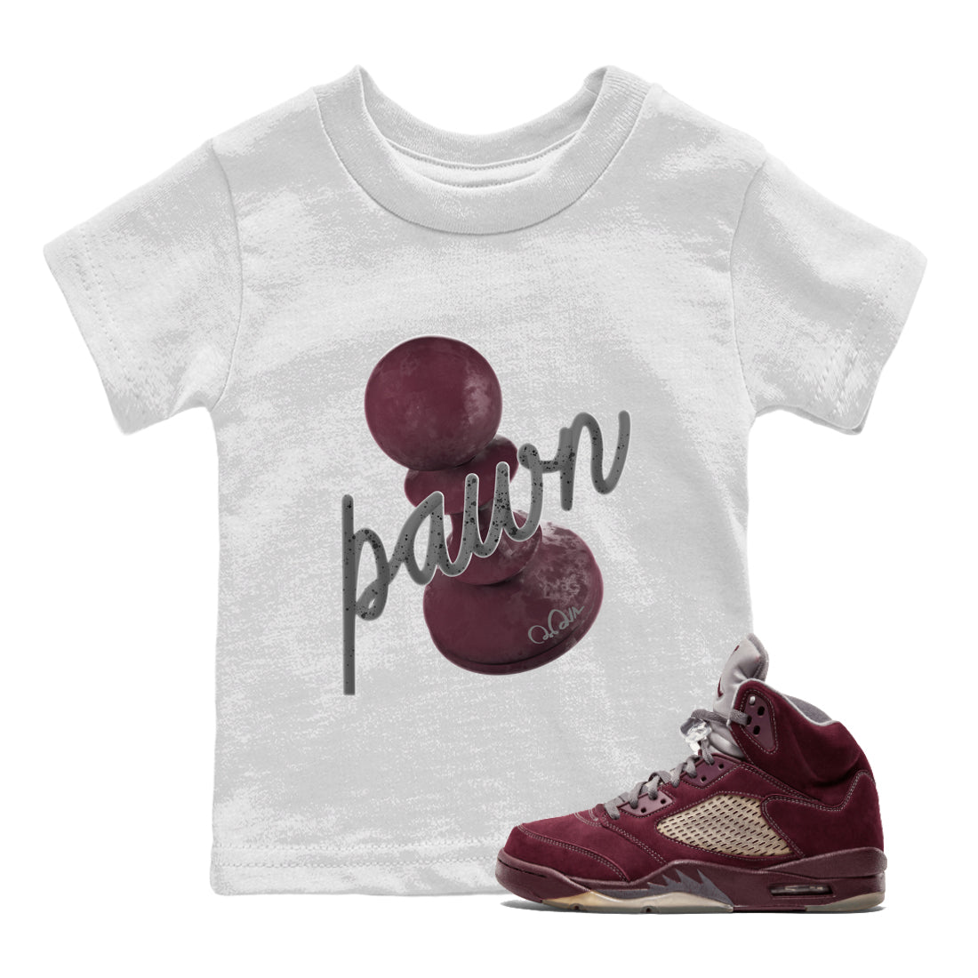 3D Pawn Kids Tops - Air Jordan 5 Burgundy