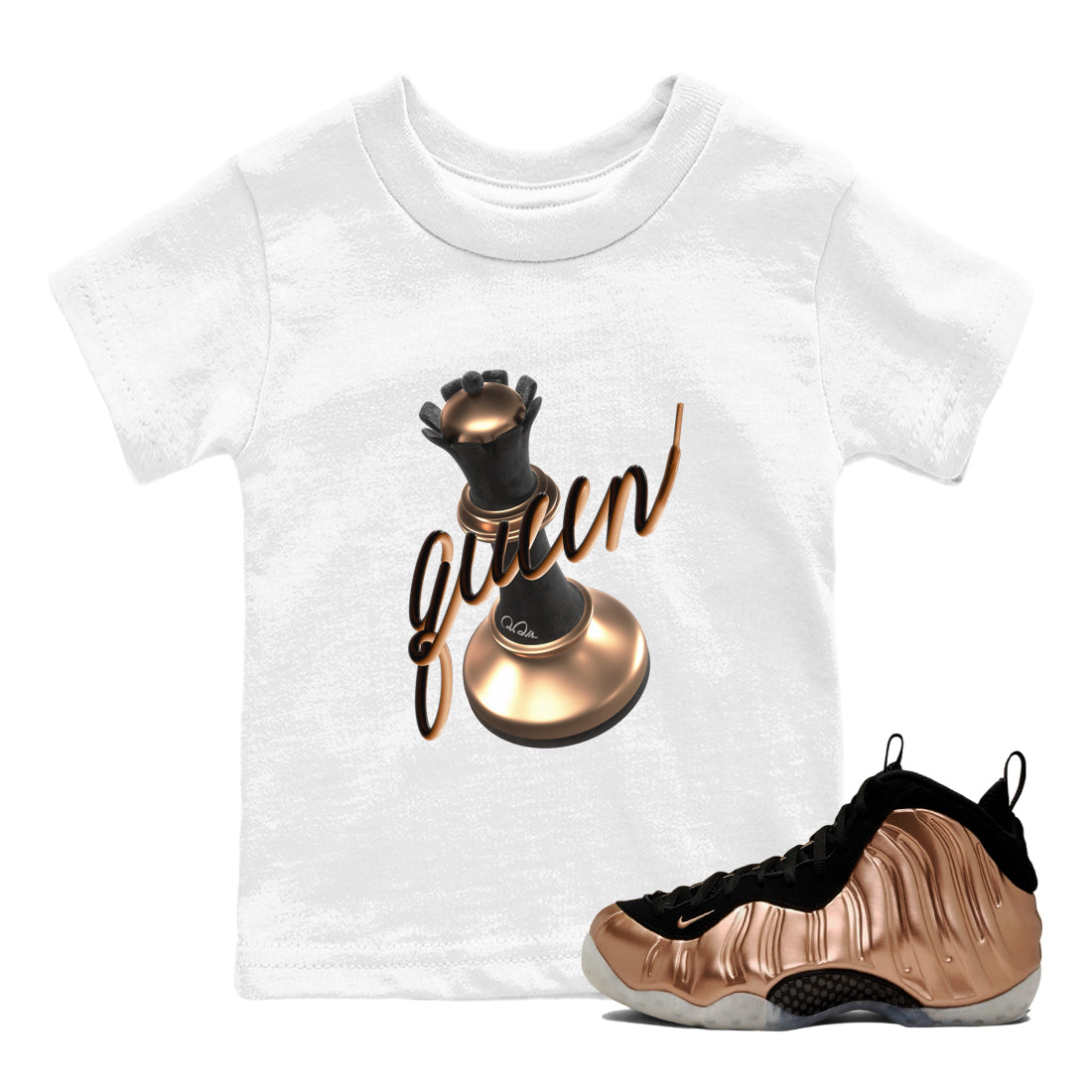 3D Queen snkmatch Tees Kids - Air Foamposite One Metallic Copper