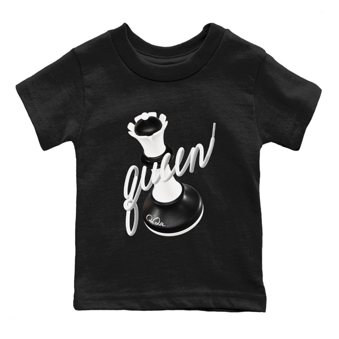 3D Queen snkmatch Tees Kids - Air Jordan 1 Black White