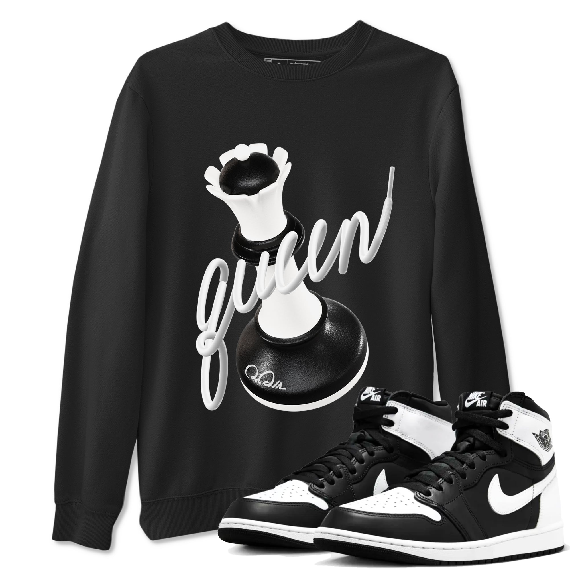 3D Queen snkmatch Tees - Air Jordan 1 Black White
