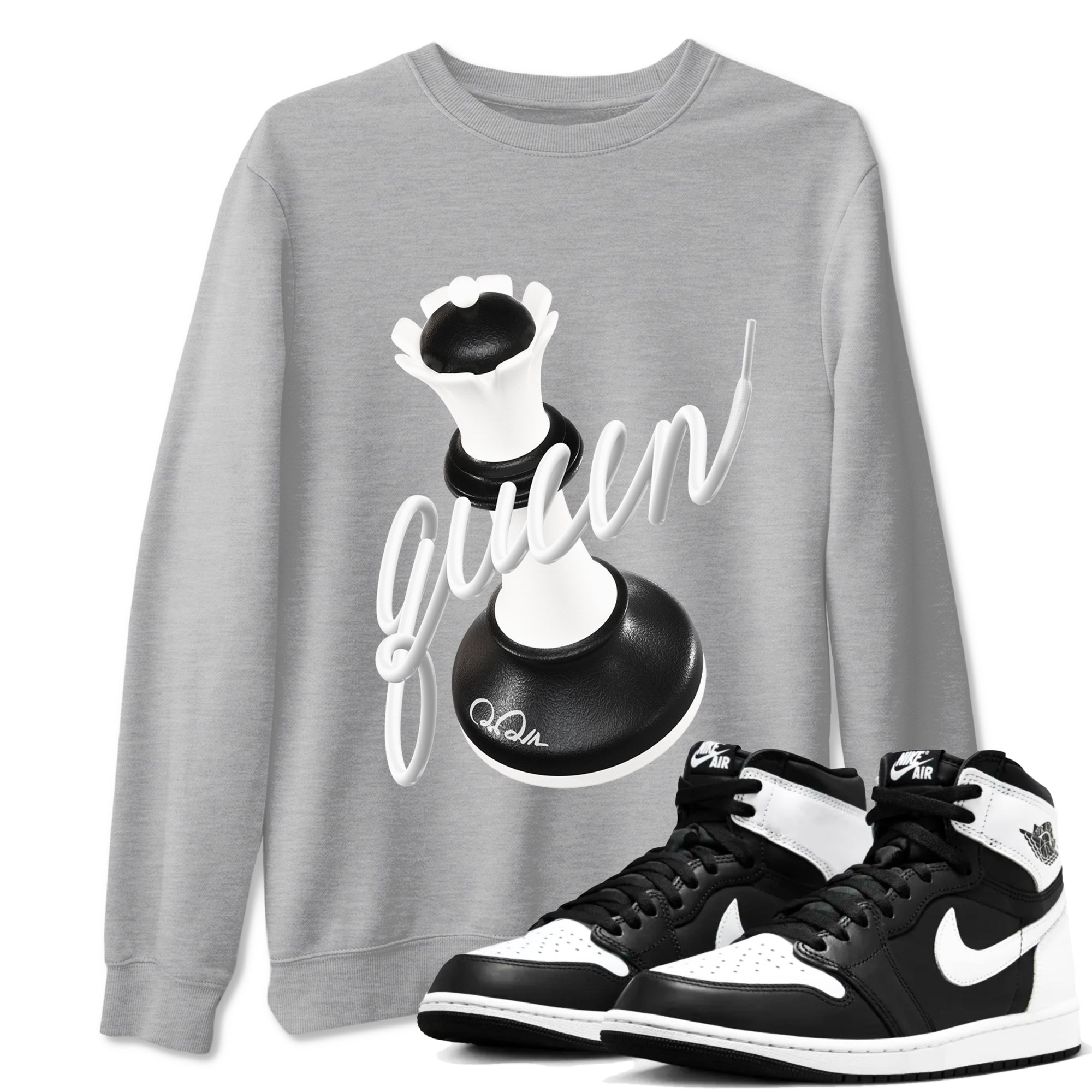 3D Queen snkmatch Tees - Air Jordan 1 Black White