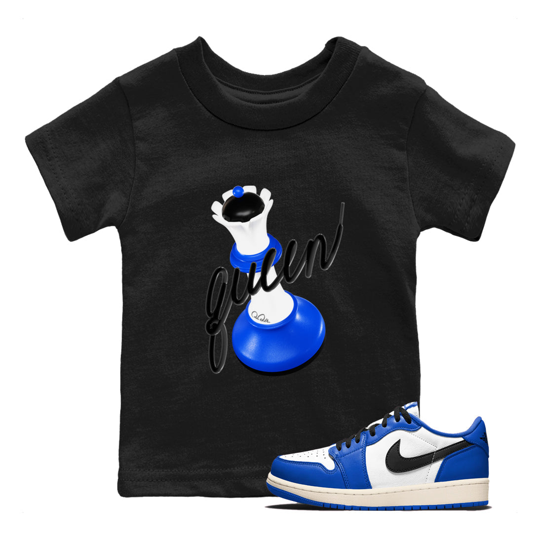 3D Queen snkmatch Tees Kids - Air Jordan 1 Game Royal