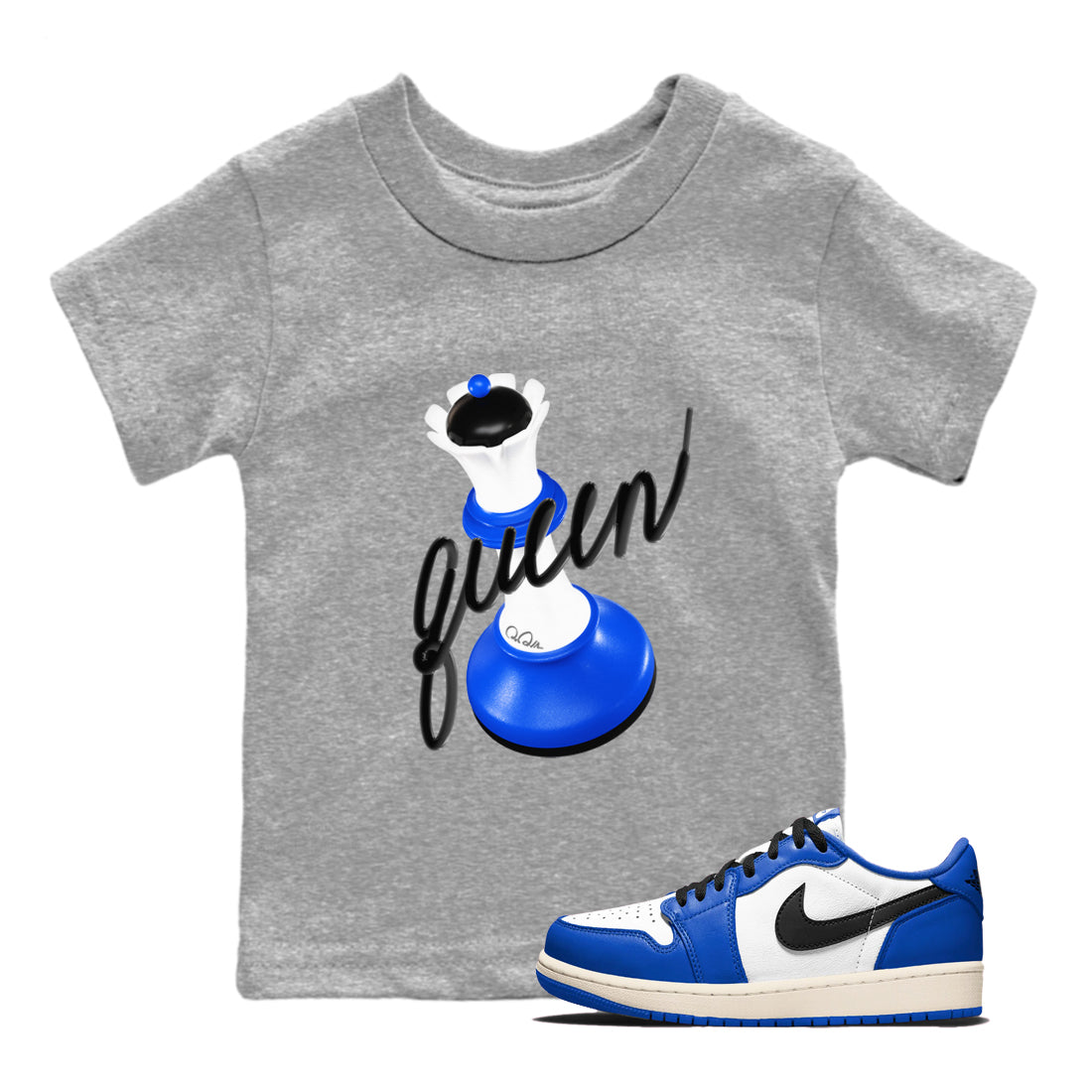3D Queen snkmatch Tees Kids - Air Jordan 1 Game Royal
