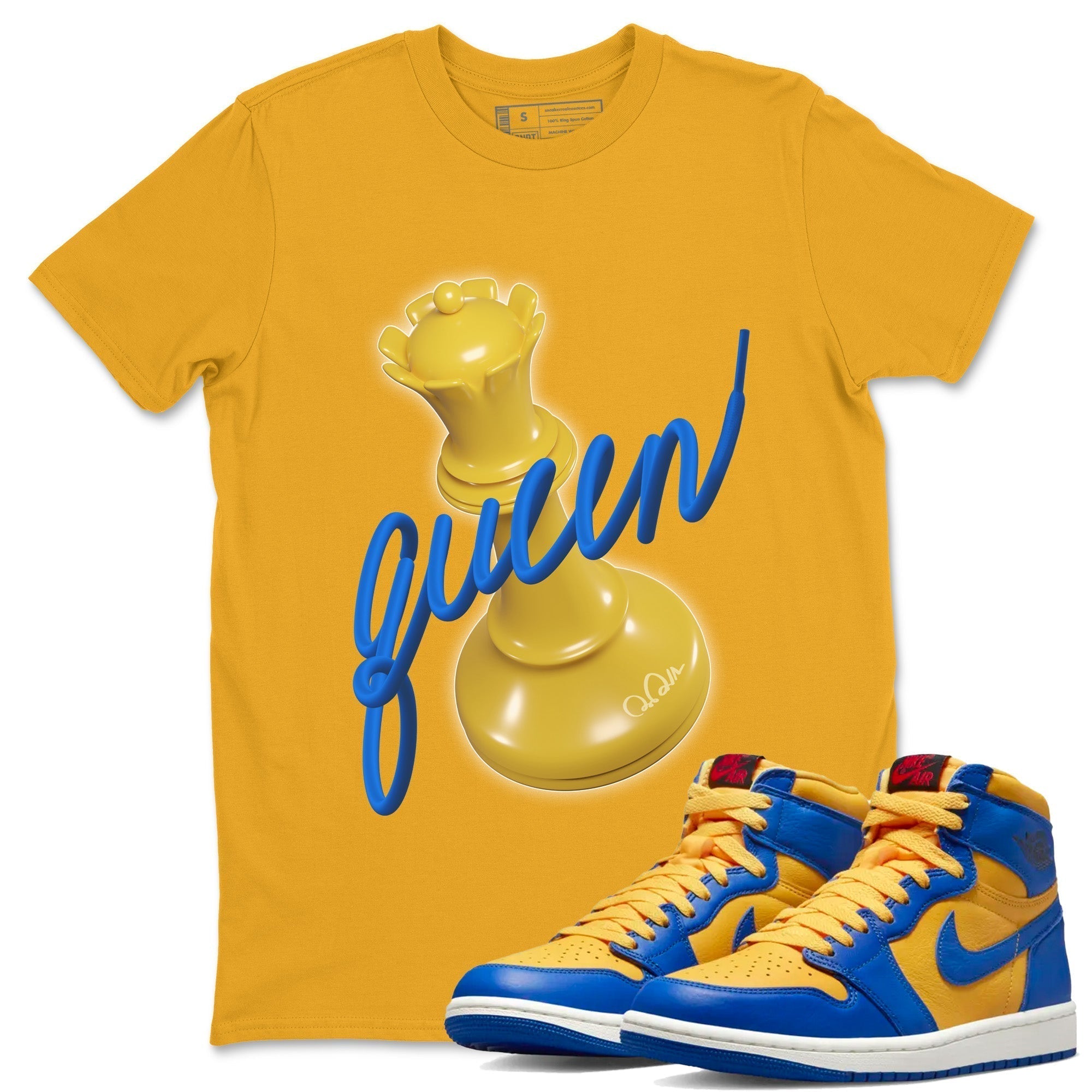 3D Queen Unisex Tops - Air Jordan 1 Game Royal Varsity Maize