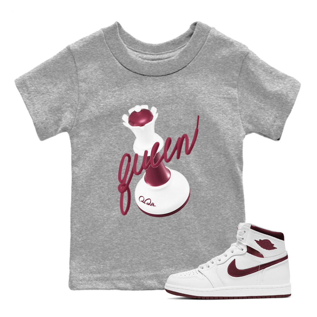 3D Queen snkmatch Tee Kids - Air Jordan 1 Metallic Burgundy