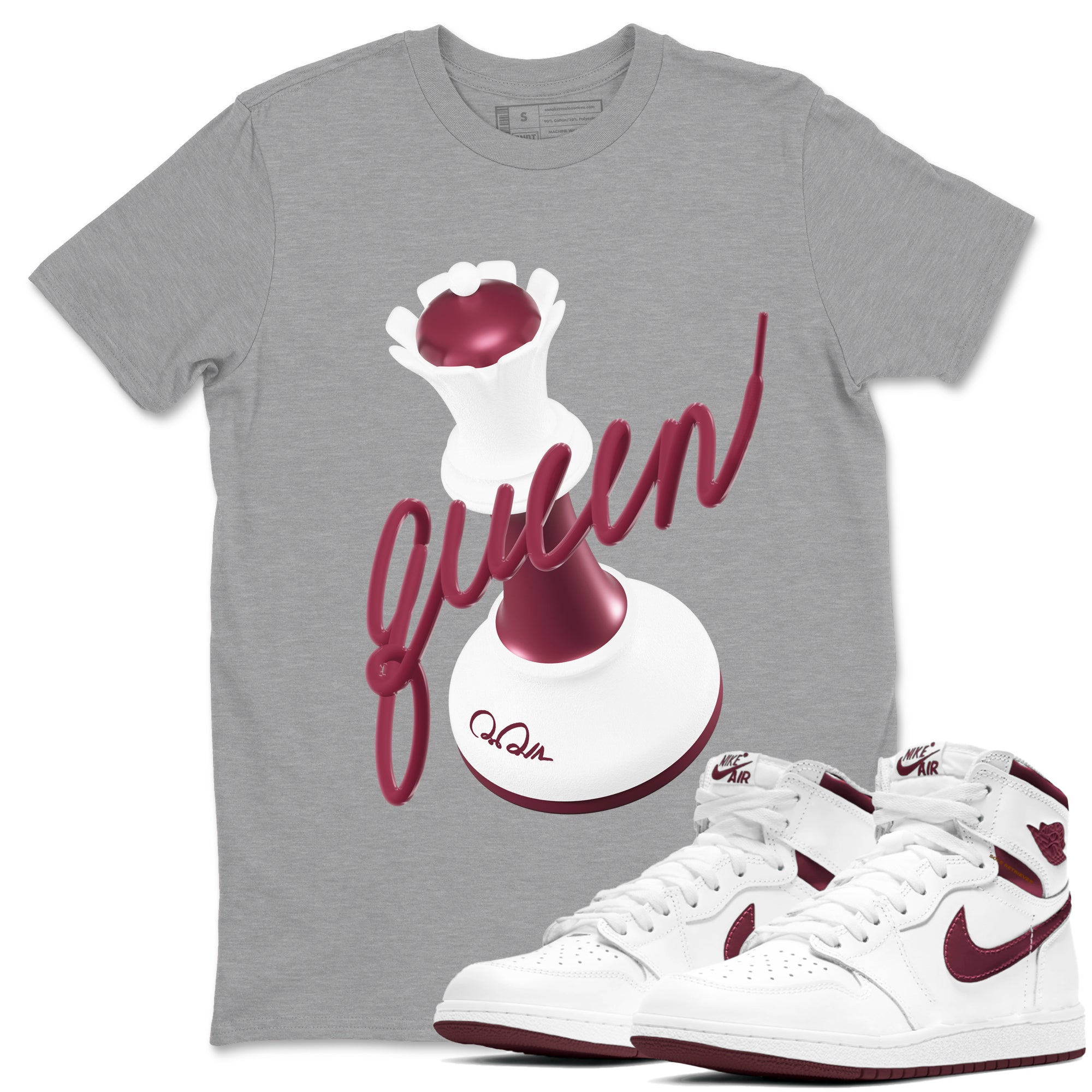 3D Queen snkmatch Tee - Air Jordan 1 Metallic Burgundy