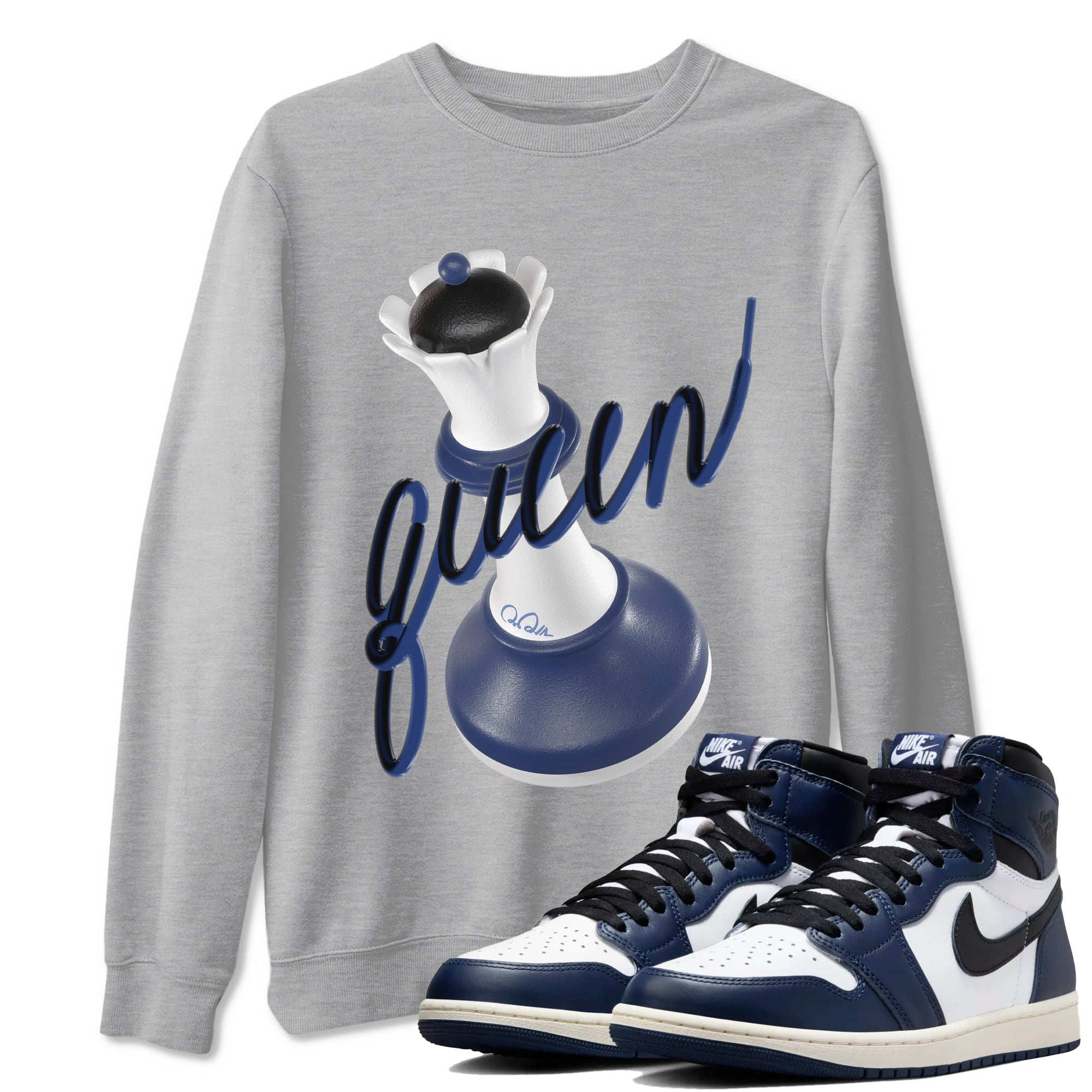 3D Queen snkmatch Tees - Air Jordan 1 Midnight Navy