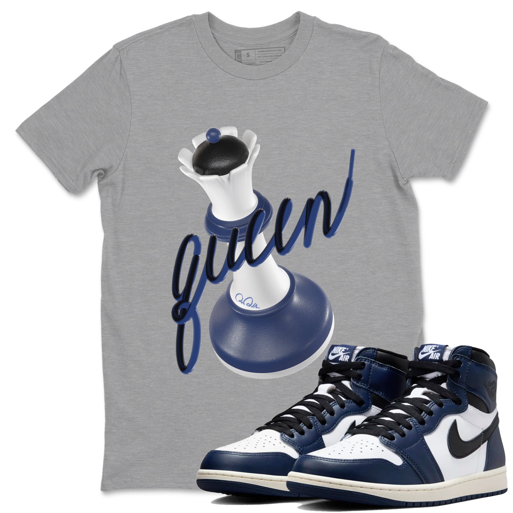 3D Queen snkmatch Tees - Air Jordan 1 Midnight Navy