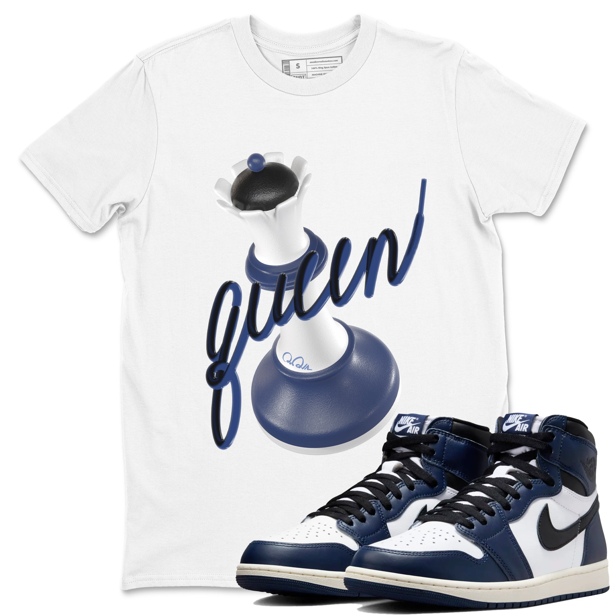 3D Queen snkmatch Tees - Air Jordan 1 Midnight Navy