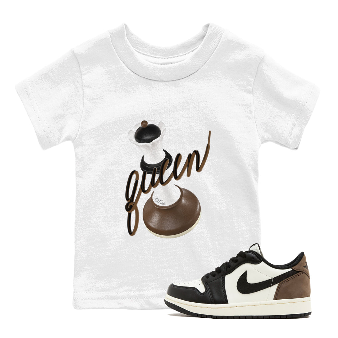 3D Queen snkmatch Tees Kids - Air Jordan 1 Mocha