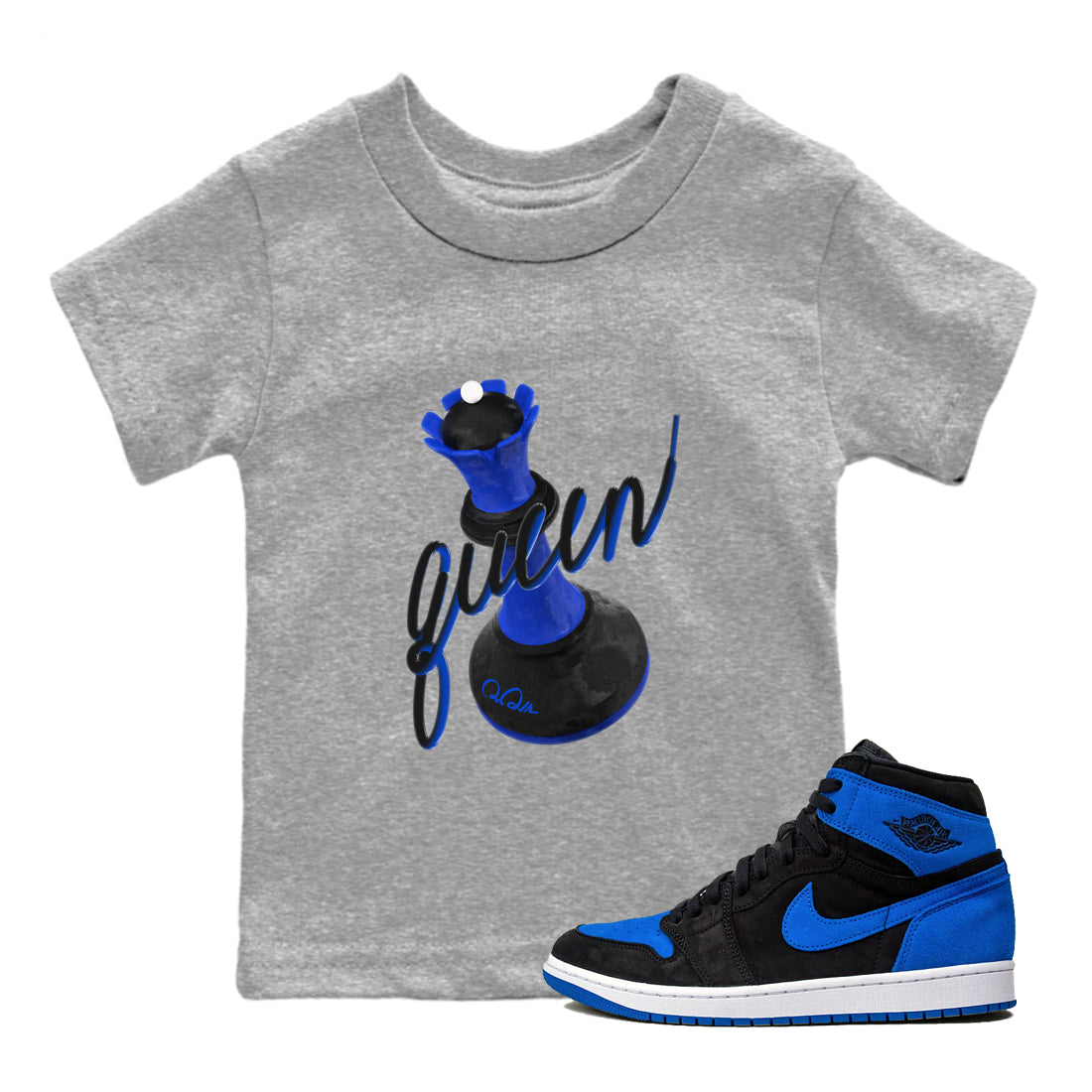 3D Queen snkmatch Tee Kids - Air Jordan 1 Royal Reimagined