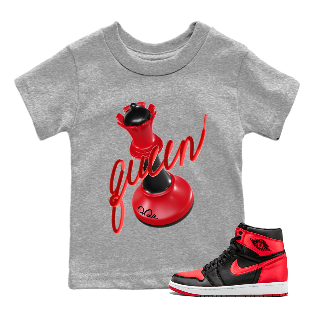 3D Queen Kids Tops - Air Jordan 1 Satin Bred