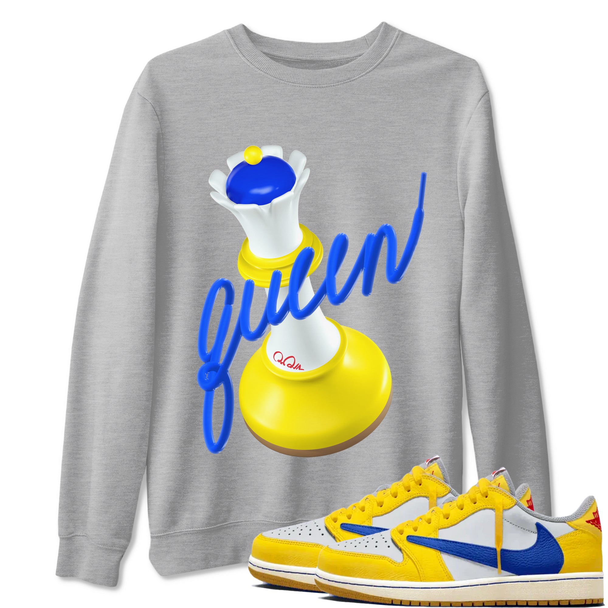 3D Queen snkmatch Tees - Air Jordan 1 Travis Scott Canary