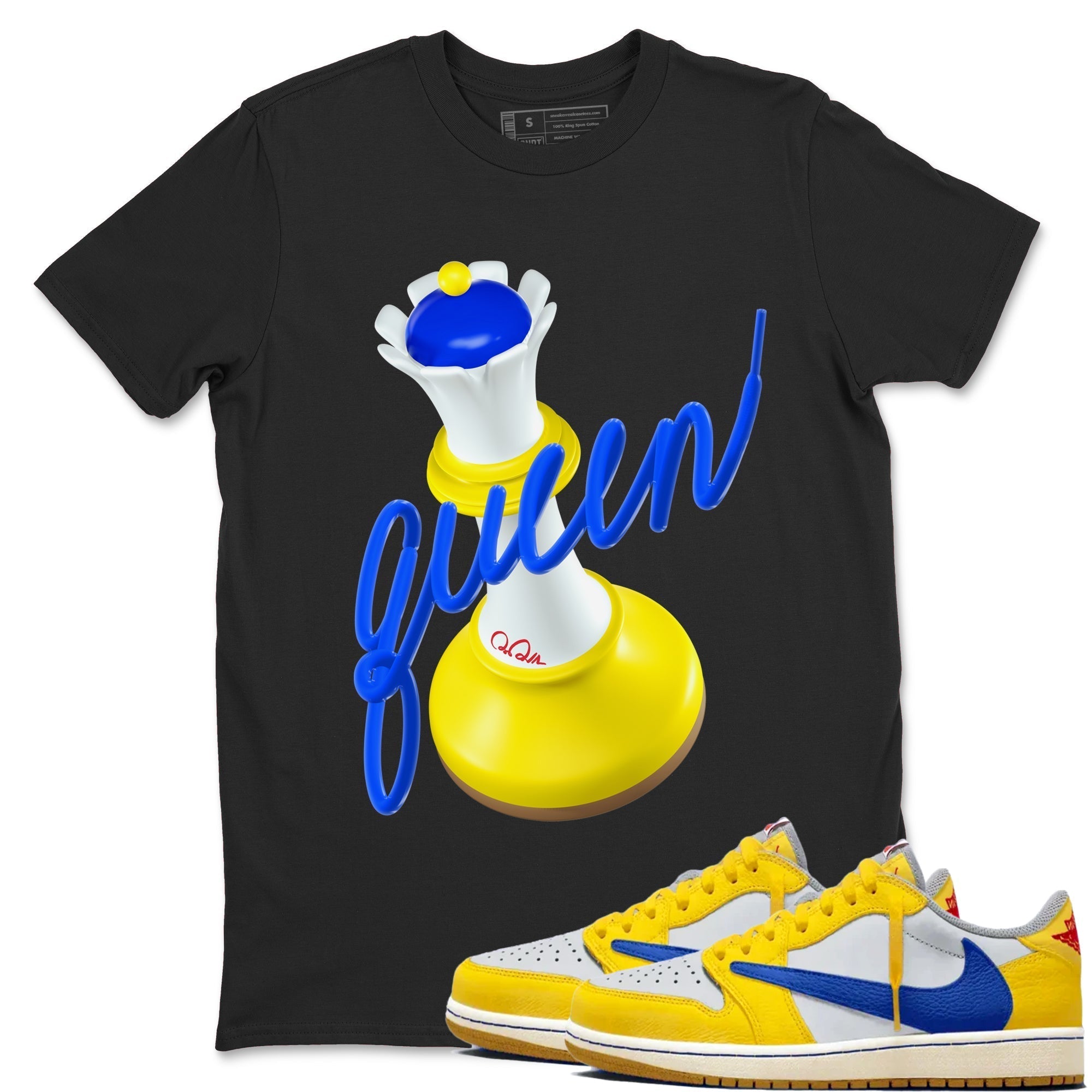 3D Queen snkmatch Tees - Air Jordan 1 Travis Scott Canary