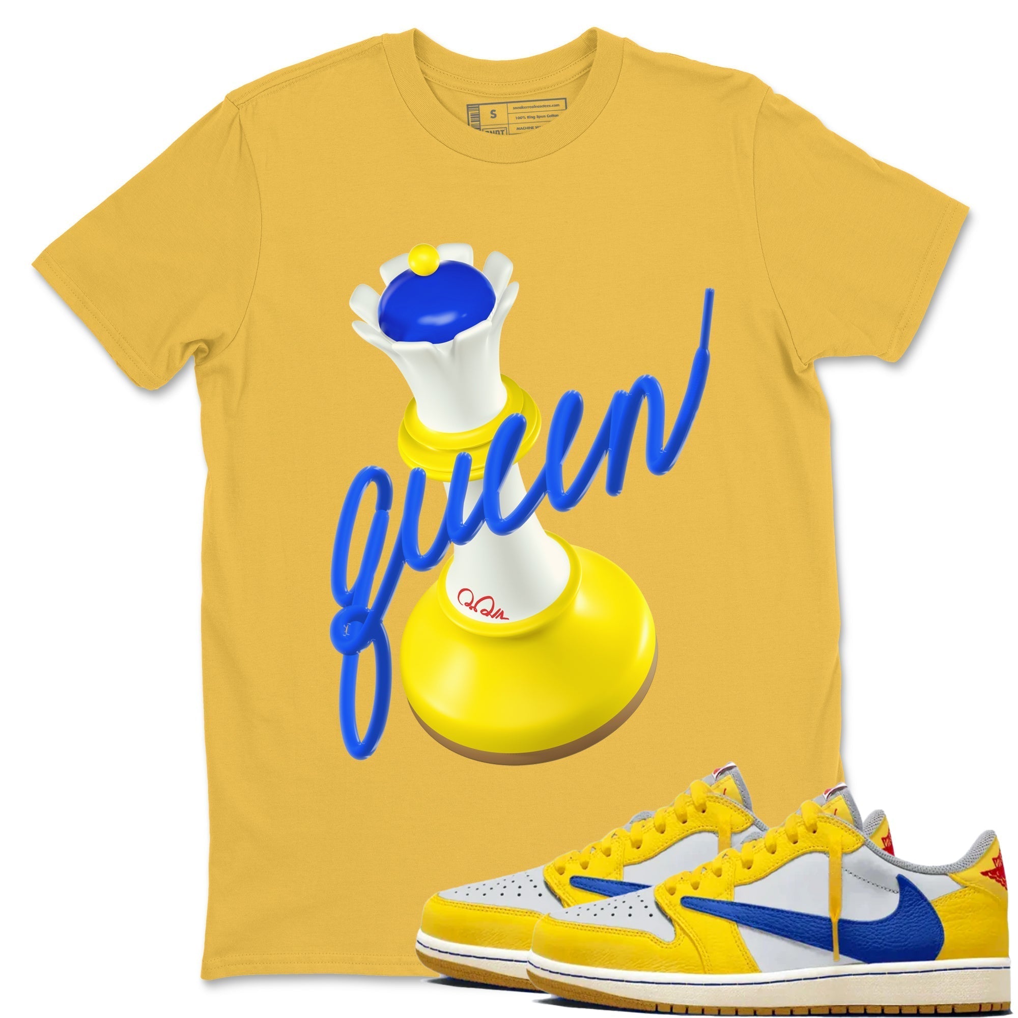 3D Queen snkmatch Tees - Air Jordan 1 Travis Scott Canary