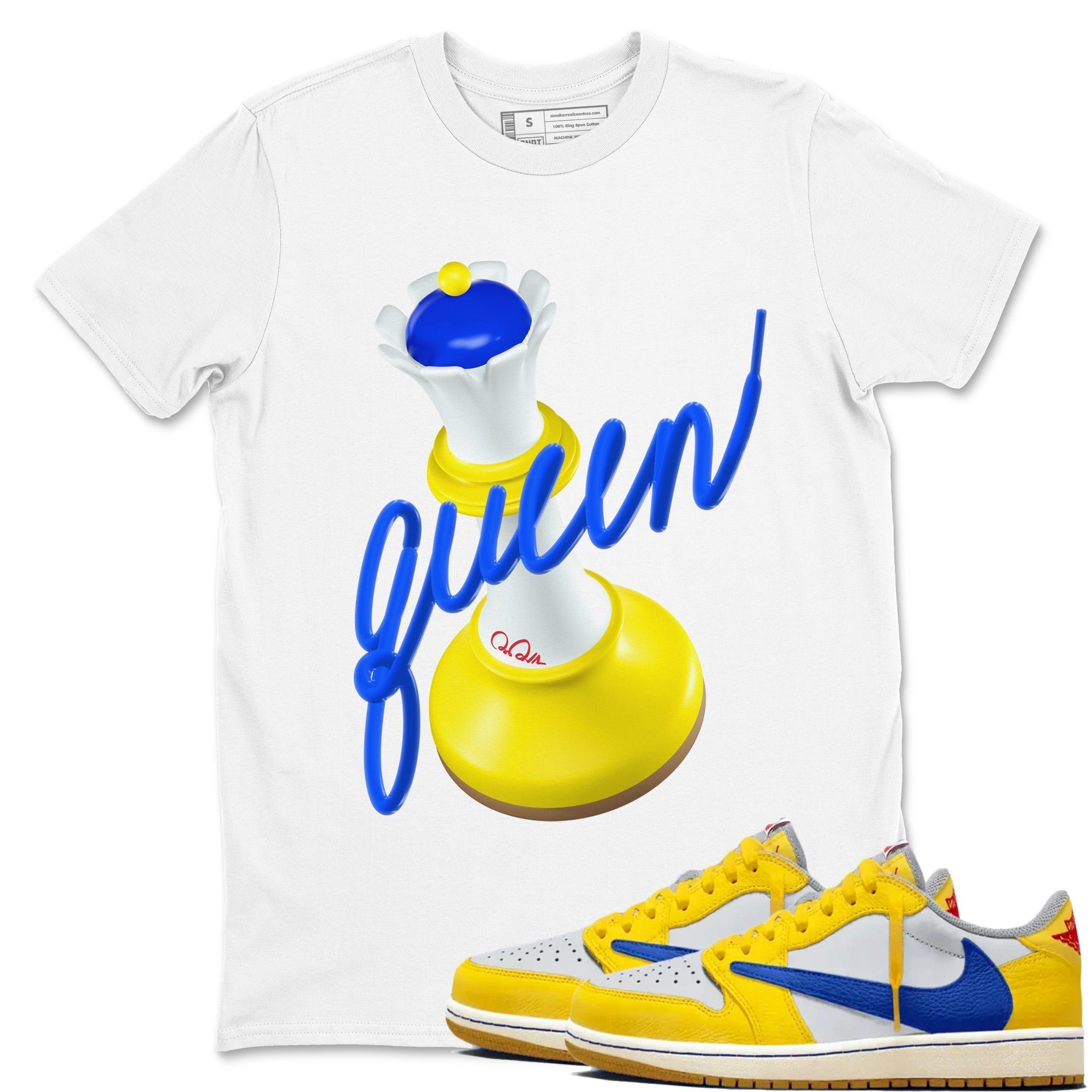 3D Queen snkmatch Tees - Air Jordan 1 Travis Scott Canary