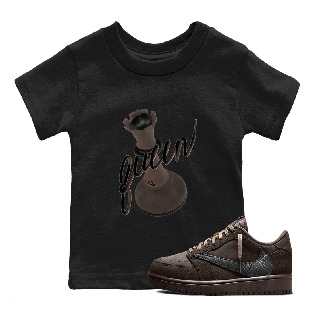 3D Queen snkmatch Tees Kids - Air Jordan 1 Travis Scott Velvet Brown