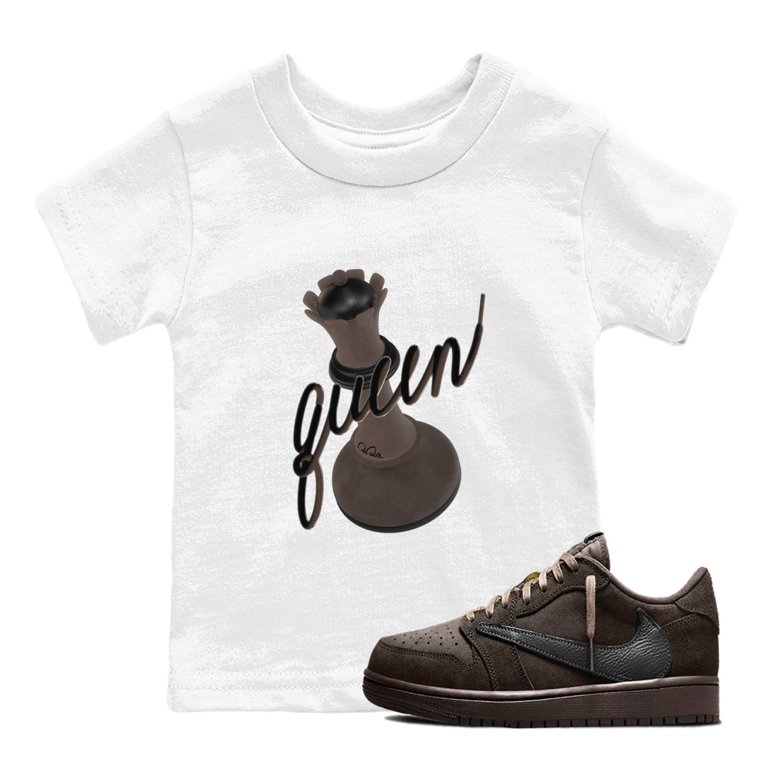 3D Queen snkmatch Tees Kids - Air Jordan 1 Travis Scott Velvet Brown