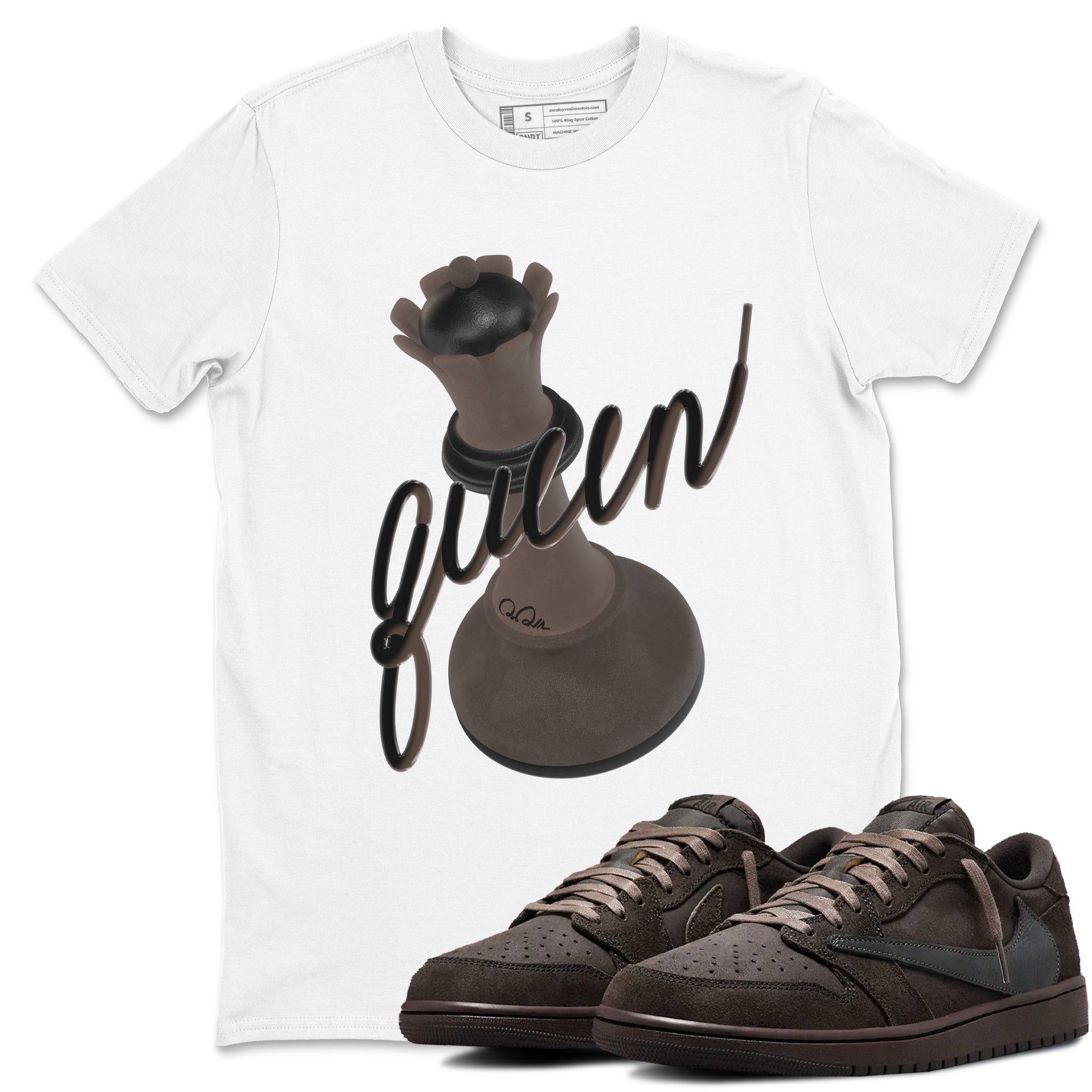 3D Queen snkmatch Tees - Air Jordan 1 Travis Scott Velvet Brown