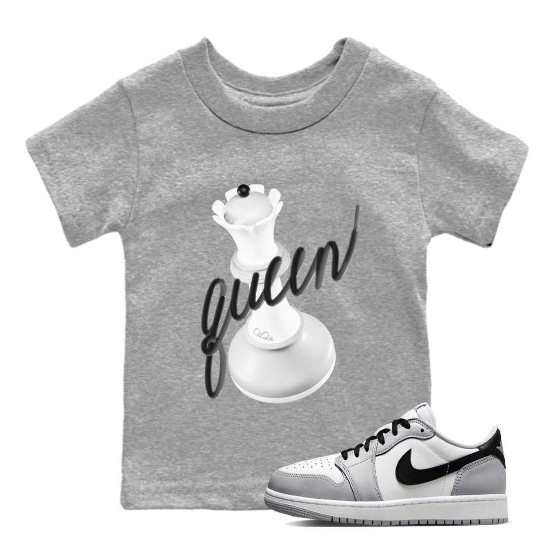 3D Queen snkmatch Tees Kids - Air Jordan 1 Wolf Grey
