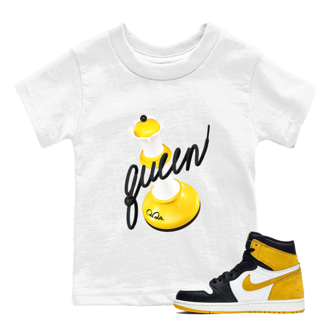 3D Queen snkmatch Tees Kids - Air Jordan 1 Yellow Ochre