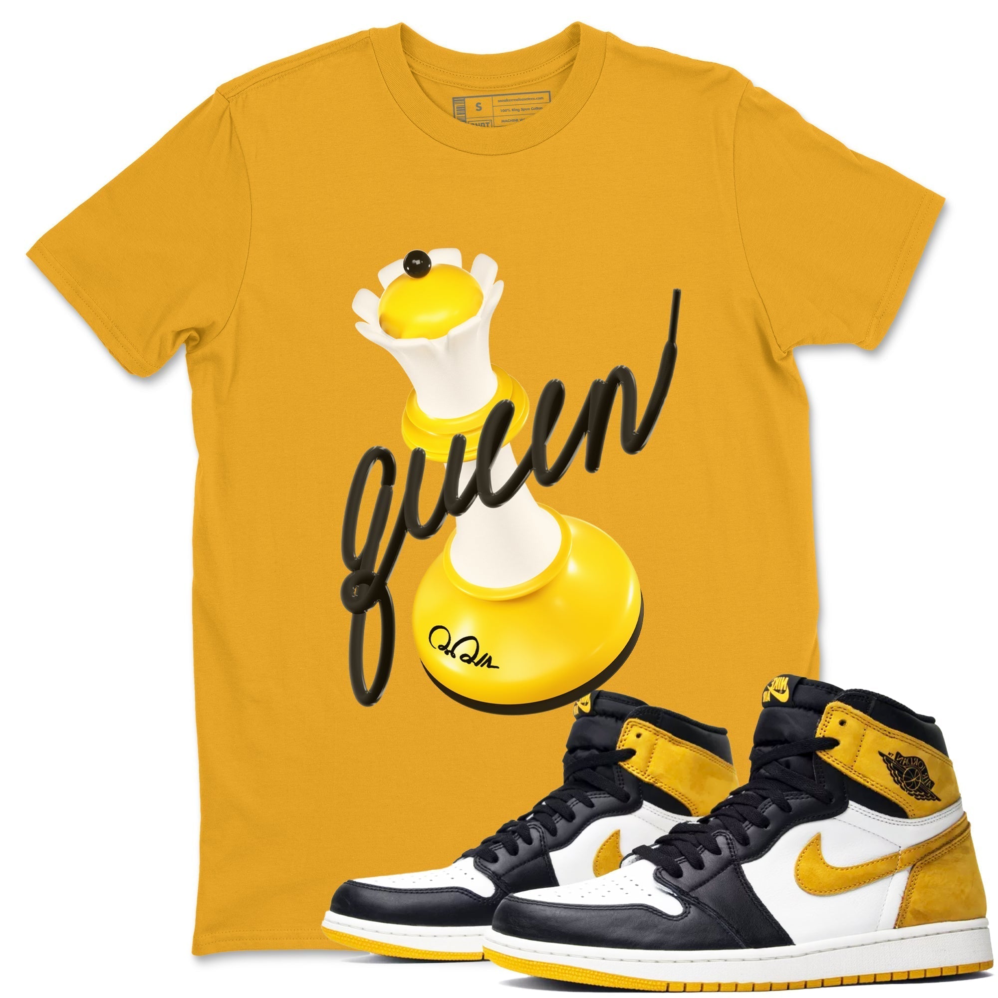 3D Queen snkmatch Tees - Air Jordan 1 Yellow Ochre