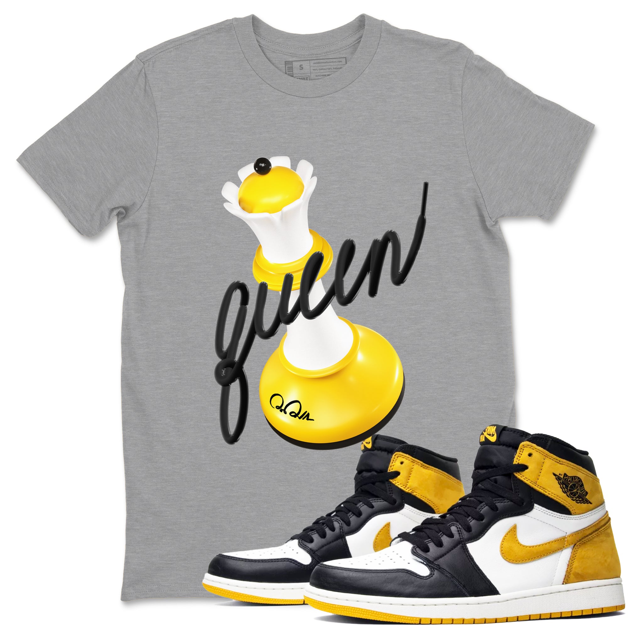 3D Queen snkmatch Tees - Air Jordan 1 Yellow Ochre