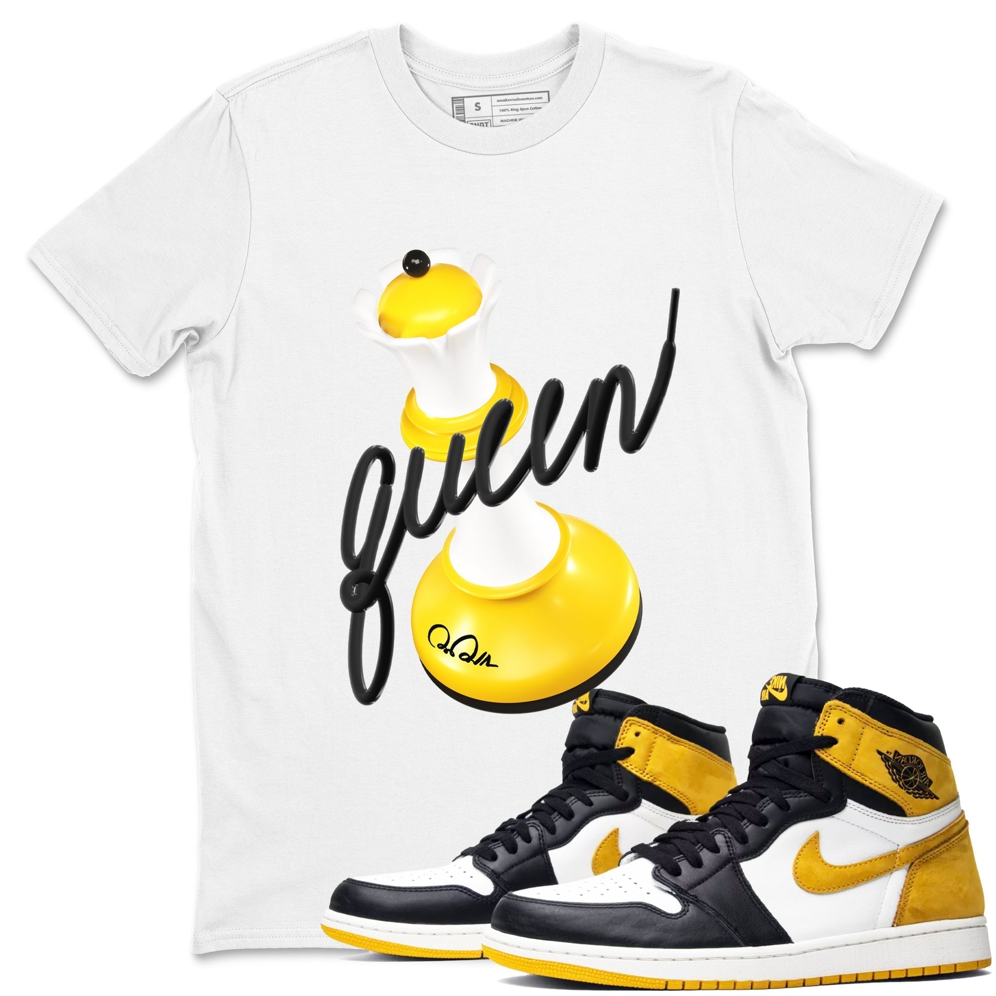 3D Queen snkmatch Tees - Air Jordan 1 Yellow Ochre